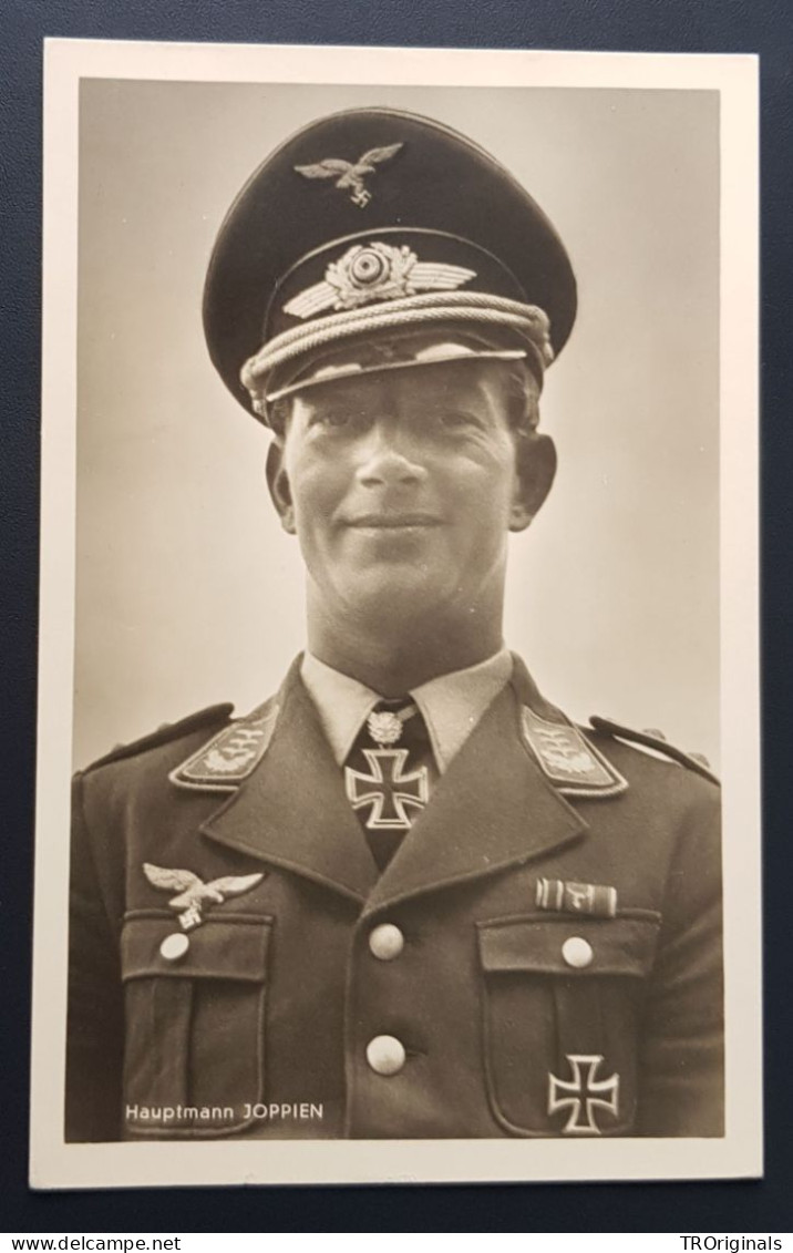 GERMANY THIRD 3rd REICH ORIGINAL WWII CARD IRON CROSS WINNERS - LUFTWAFFE MAJOR JOPPIEN - Weltkrieg 1939-45