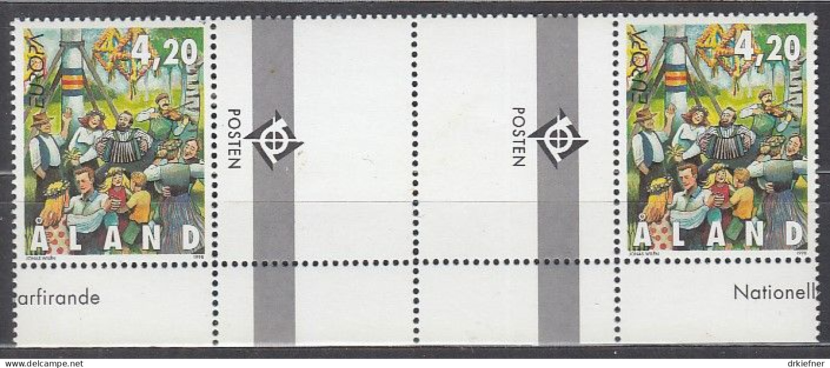 ALAND  140, Mit Doppel-Zierfeld, Postfrisch **, Europa CEPT: Nationale Feste Und Feiertage, 1998 - Aland