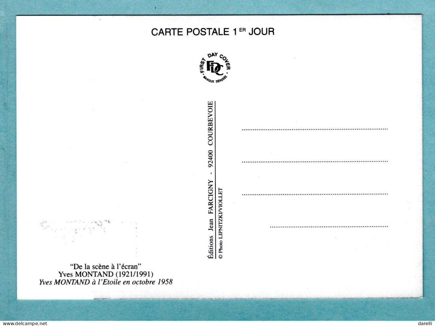 Carte Maximum 1994 - Personnages Célèbres - Yves Montand - YT 2901 - 13 Marseille - 1990-1999