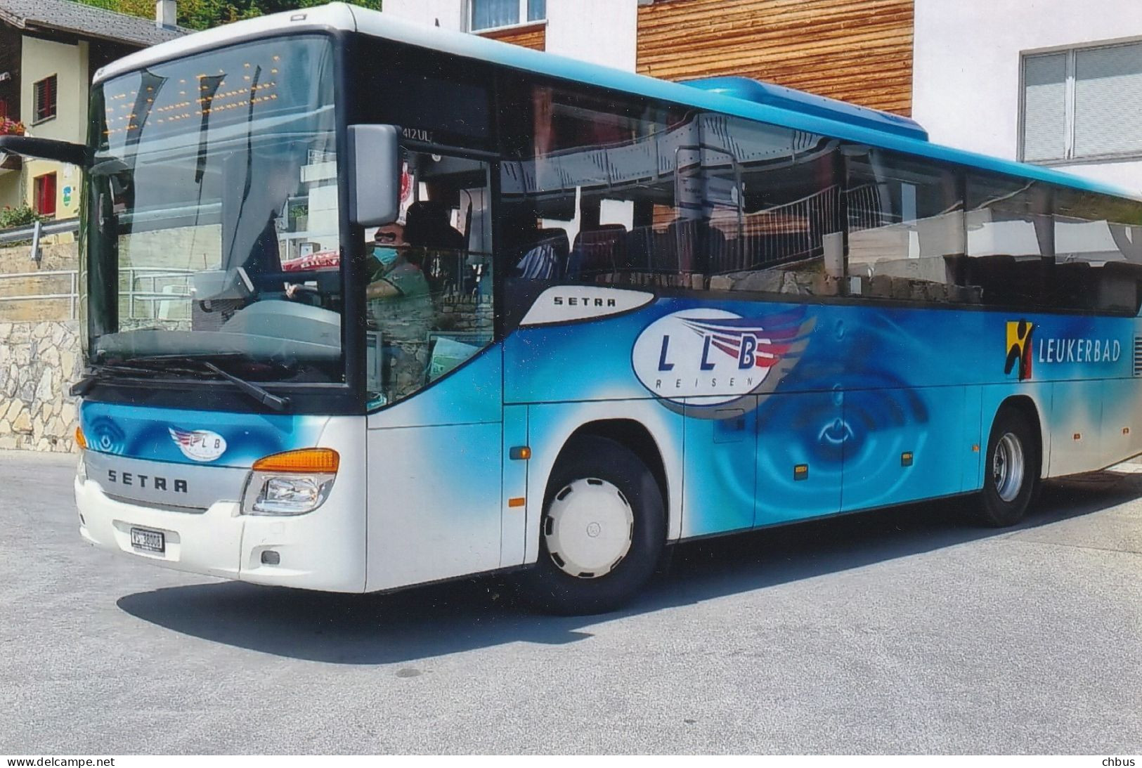 Autobus, Bus; Postauto, Car Postal, LLB Reisen Leukerbad; Setra (Foto, Keine AK) - Loèche-les-Bains