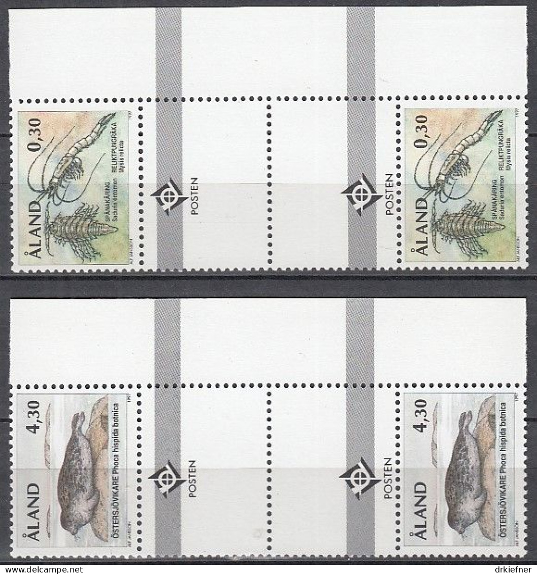 ALAND  124, 126, Mit Doppel-Zierfeld, Postfrisch **, Reliktformen Der Eiszeit, 1997 - Ålandinseln