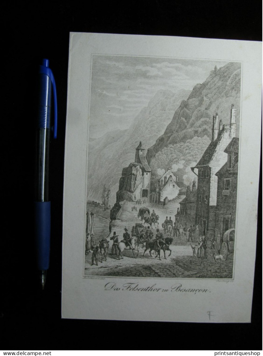 France Gravure Originale Das Felsenthor Zu Besancon - Stiche & Gravuren