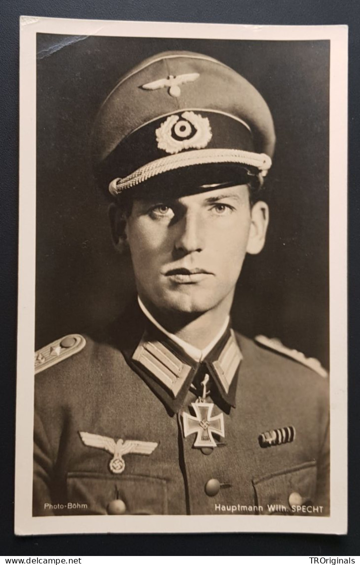 GERMANY THIRD 3rd REICH ORIGINAL WWII CARD IRON CROSS WINNERS - WEHRMACHT MAJOR SPECHT - War 1939-45