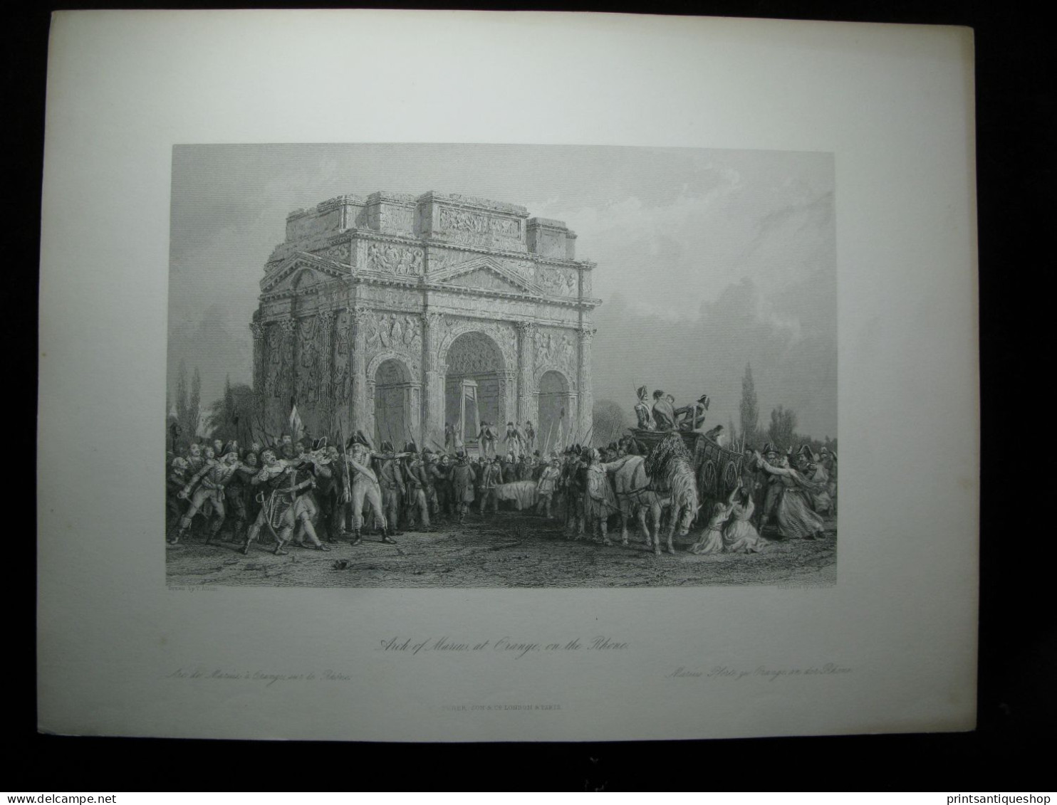 France Gravure Originale Arch Of Marius, At Orange, On The Rhone - Prints & Engravings