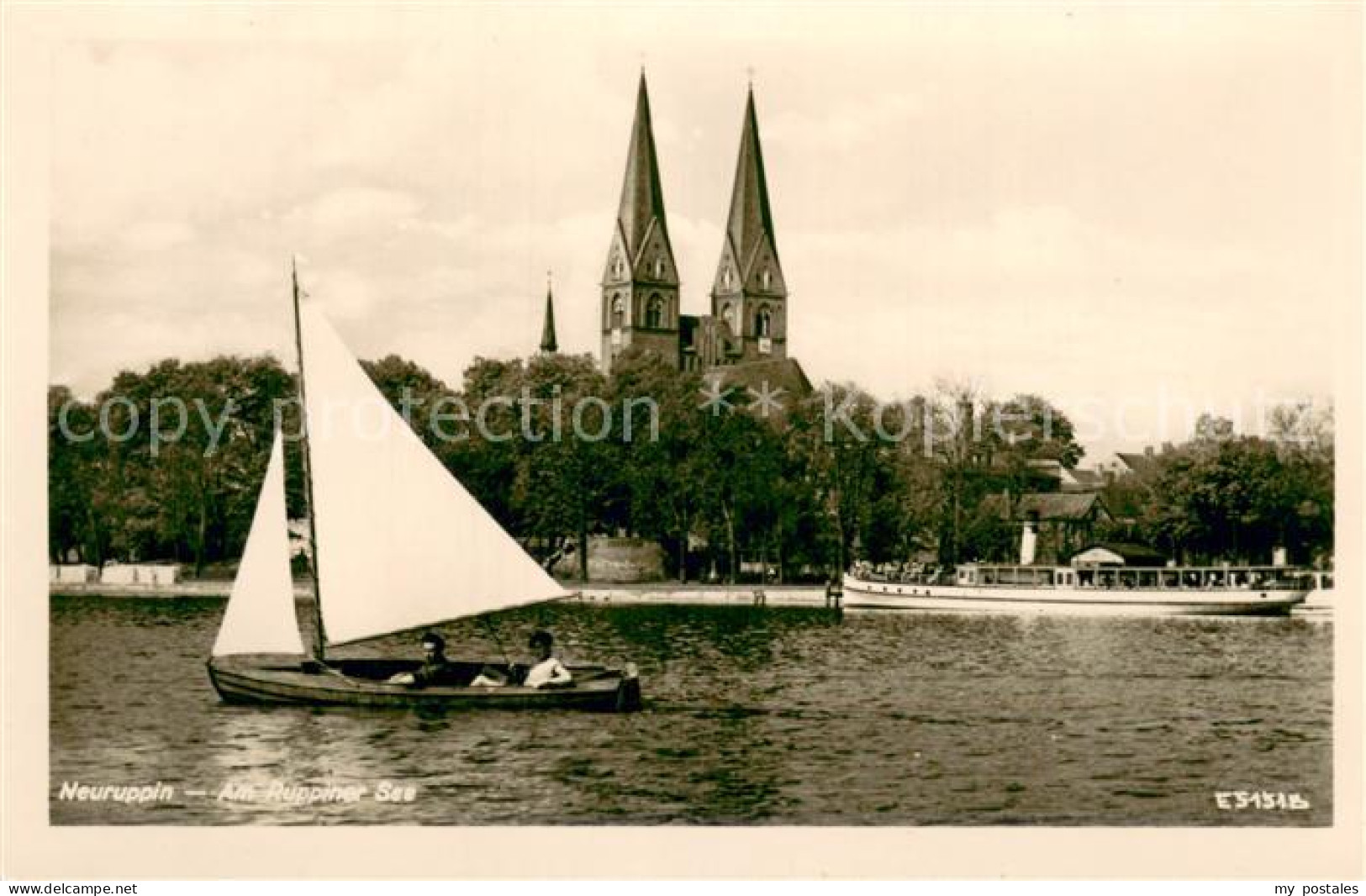 73750376 Neuruppin Bootspartie Am Ruppiner See Mit Kirche Neuruppin - Neuruppin