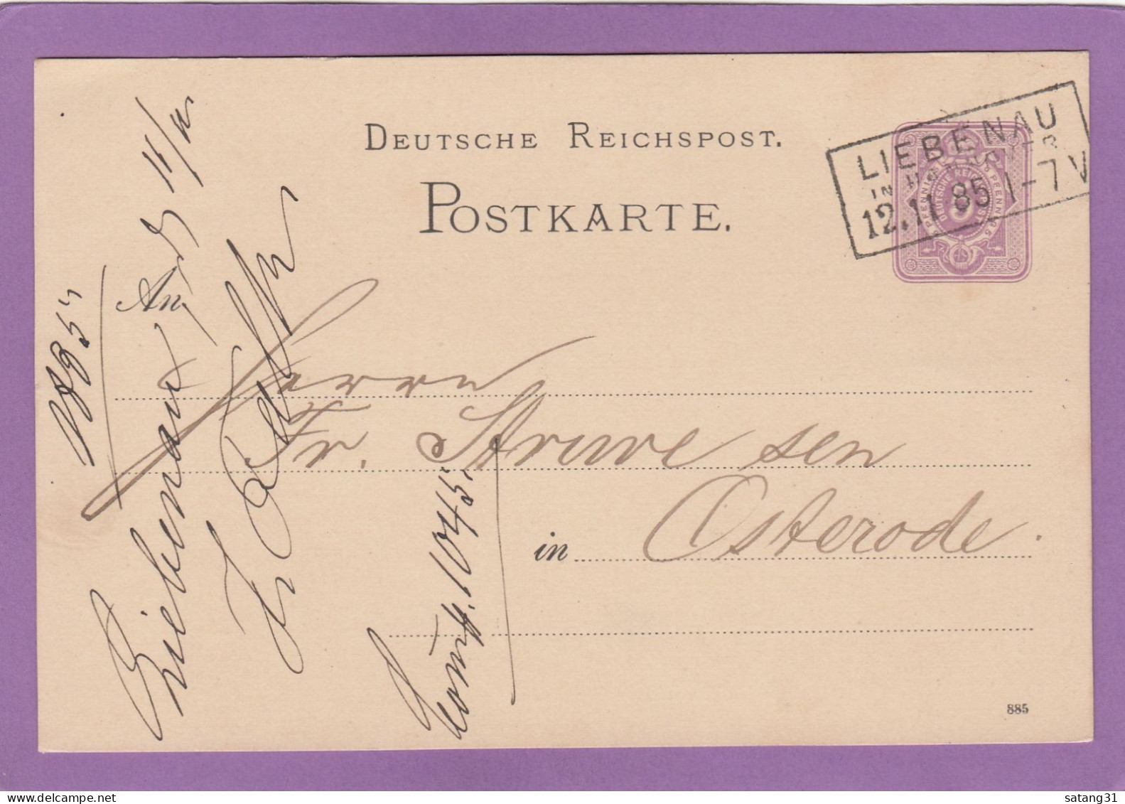 GANZSACHE MIT RAHMENSTEMPEL " LIEBENAU IN HANNOVER ". - Postcards