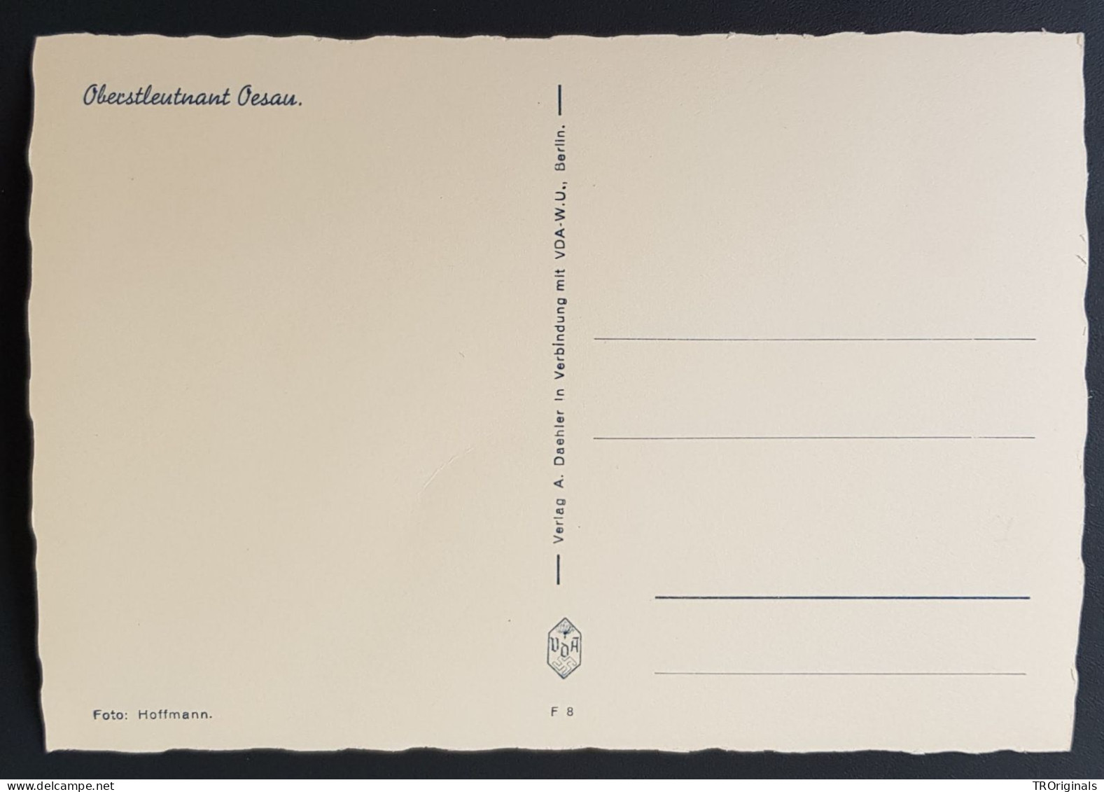GERMANY THIRD 3rd REICH ORIGINAL WWII CARD IRON CROSS WINNERS - LUFTWAFFE LEUTNANT OESAU - Guerre 1939-45