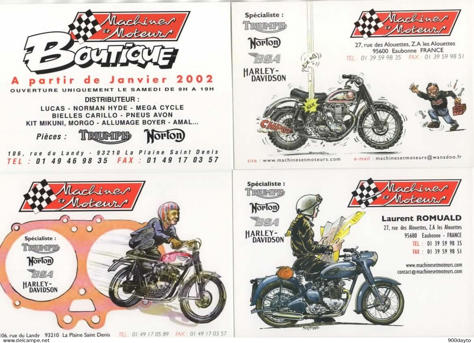 Lot De 7 CP. MOTO. Publicité Pour Un Magasin Moto. - Motorbikes