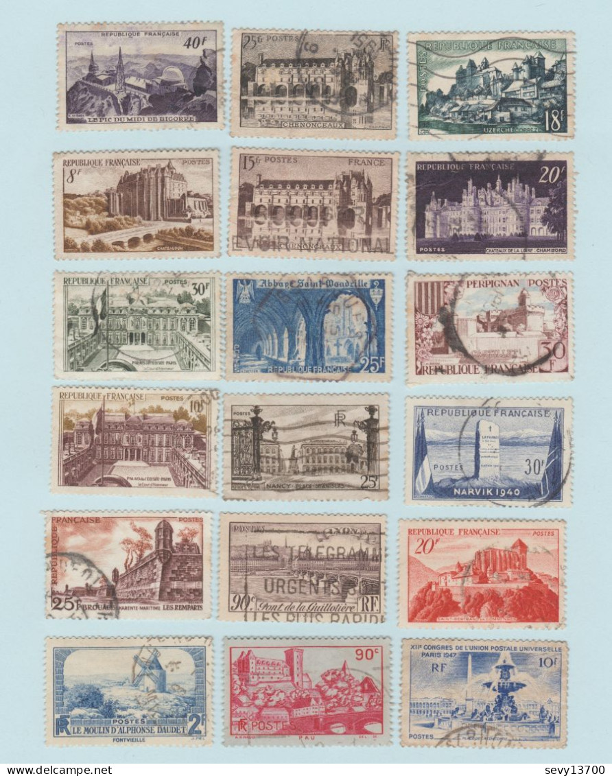 France Lot De 46 Timbres Avant 1960 - Château Eglise Edifice Sites - Sammlungen