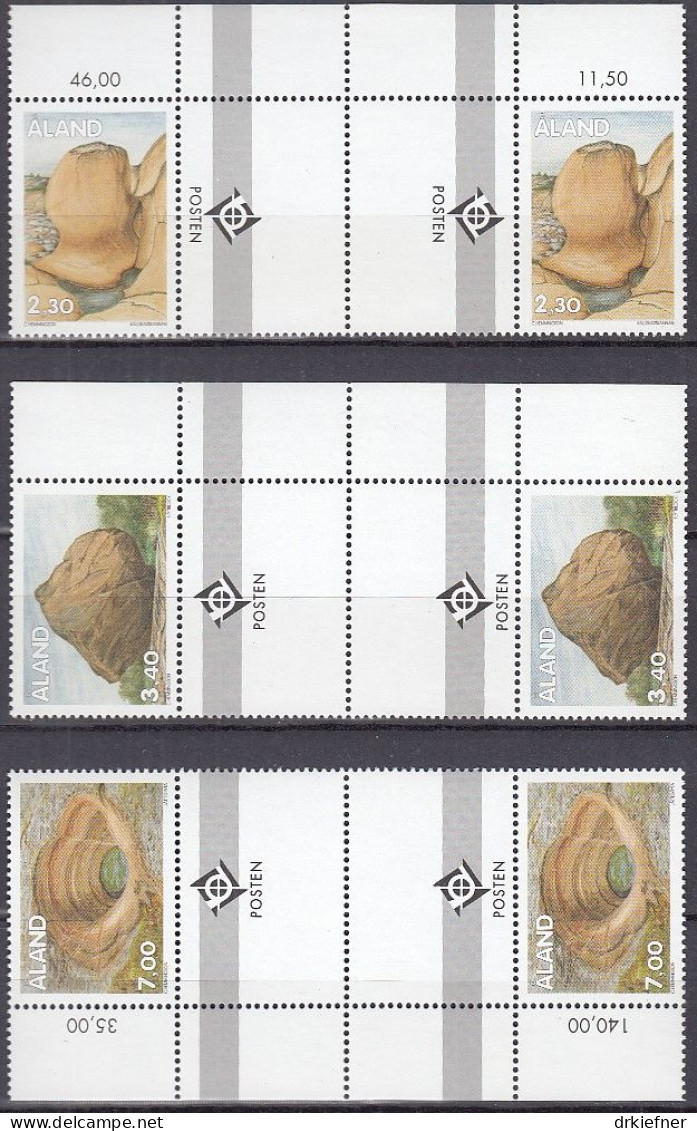 ALAND  92-94, Mit Doppel-Zierfeld, Postfrisch **, Gesteinsformationen, 1995 - Ålandinseln