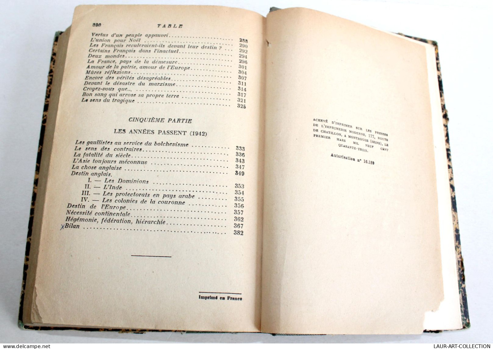 CHRONIQUE POLITIQUE 1934-1942 Par DRIEU LA ROCHELLE, 5e EDITION 1943 GALLIMARD / ANCIEN LIVRE XXe SIECLE (2603.131) - Politik