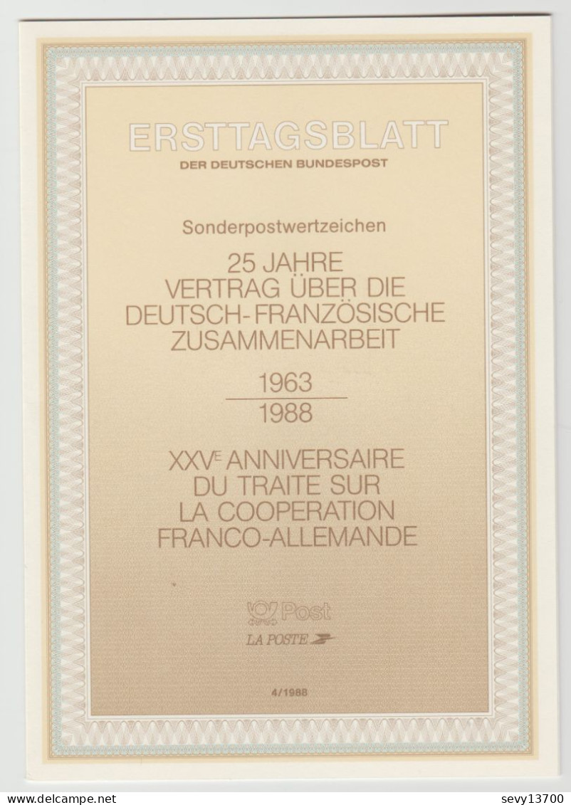 France 1988 25 ème Anniversaire Du Traité Sur La Coopération France Allemagne - Emisiones Comunes