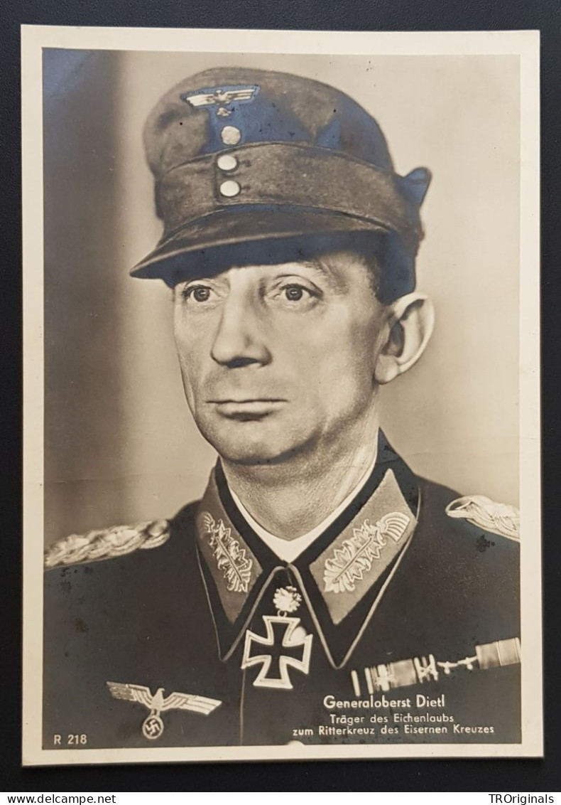 GERMANY THIRD 3rd REICH ORIGINAL WWII CARD IRON CROSS WINNERS - WEHRMACHT GENERAL DIETI - Oorlog 1939-45