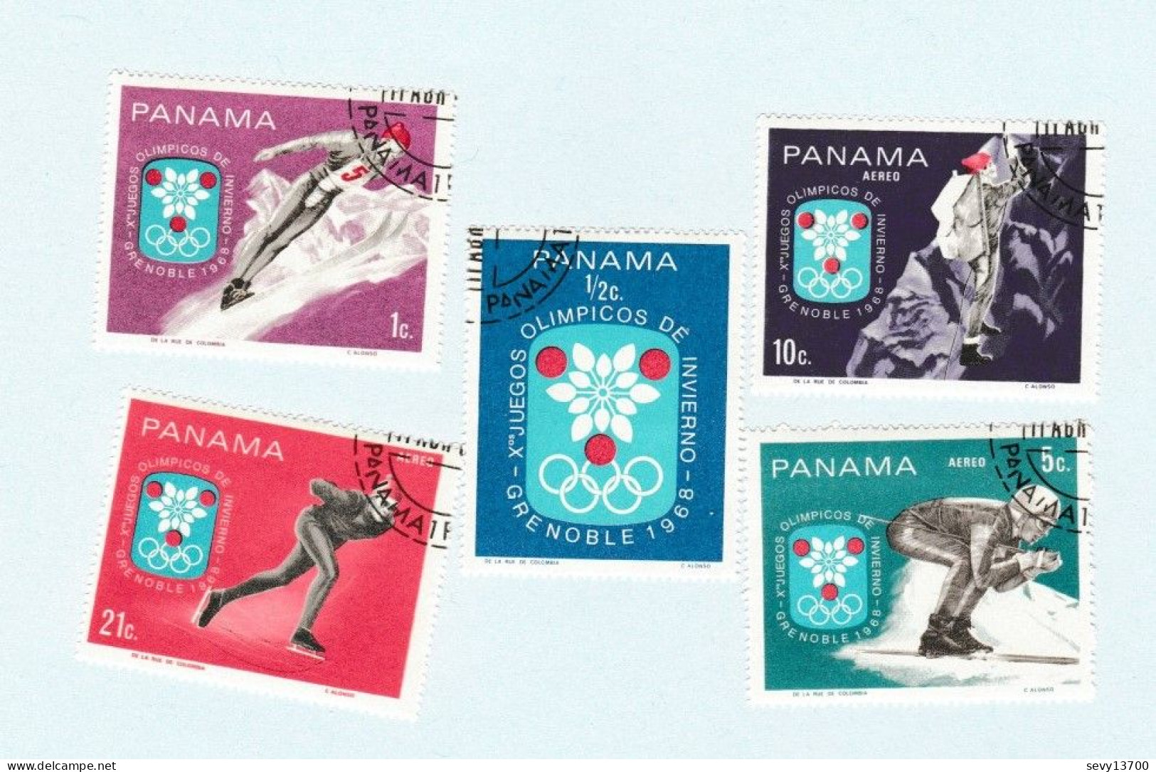 Panama Lot De 10 Timbres Jeux Olympiques De Mexico 1968 - Pyramide, Temple Et Timbres Jeux Olympiques De Grenoble 1968 - Panama