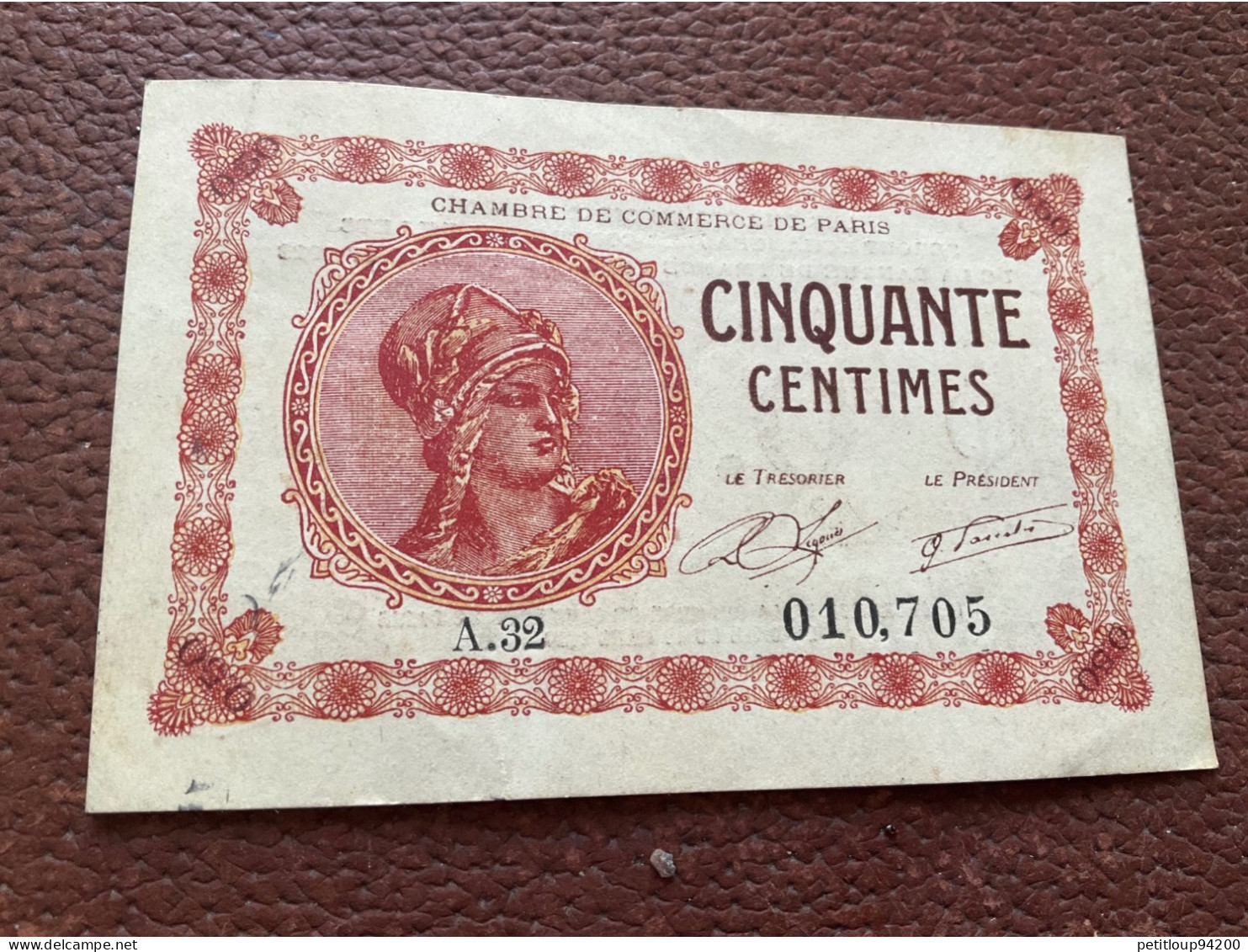 BILLET 50 Centimes CHAMBRE DE COMMERCE Paris - Cámara De Comercio