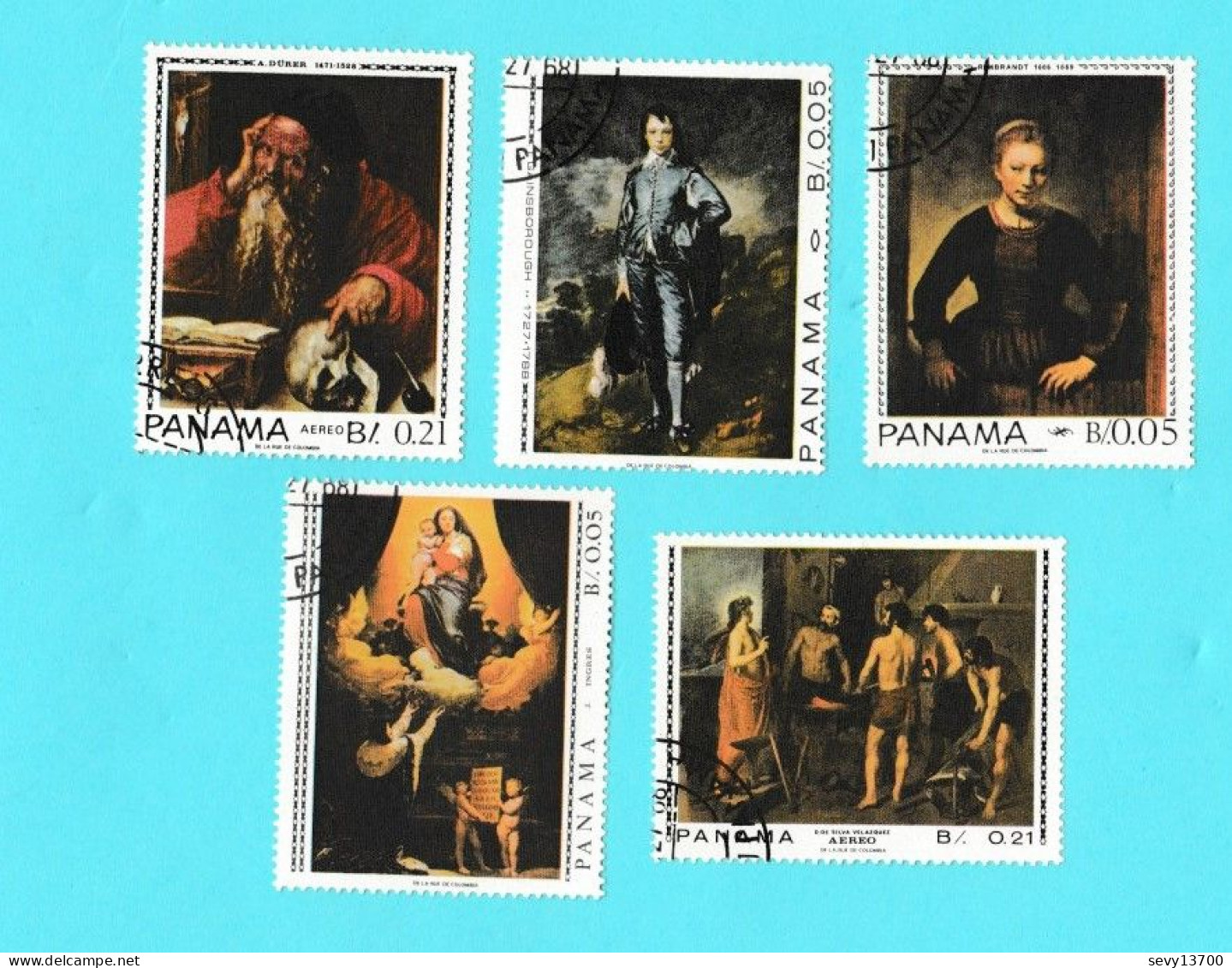 Panama Lot De 13 Timbres Les Tableaux Rembrandt - A Dürer - Ingres - Velasquez - Gainsborough - Goya - Panamá