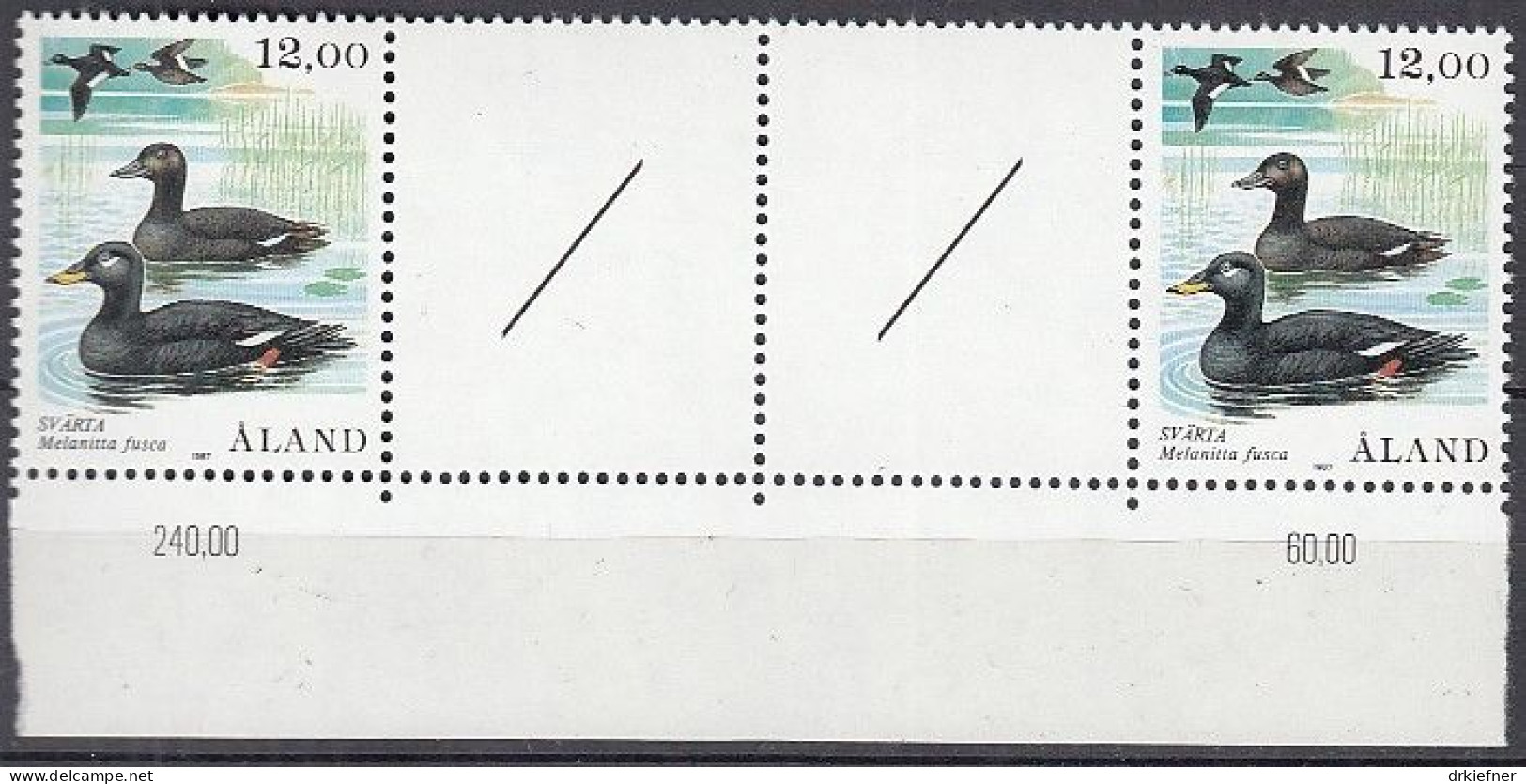 ALAND  22, Mit Doppel-Zierfeld, Postfrisch **, Ente, 1987 - Aland