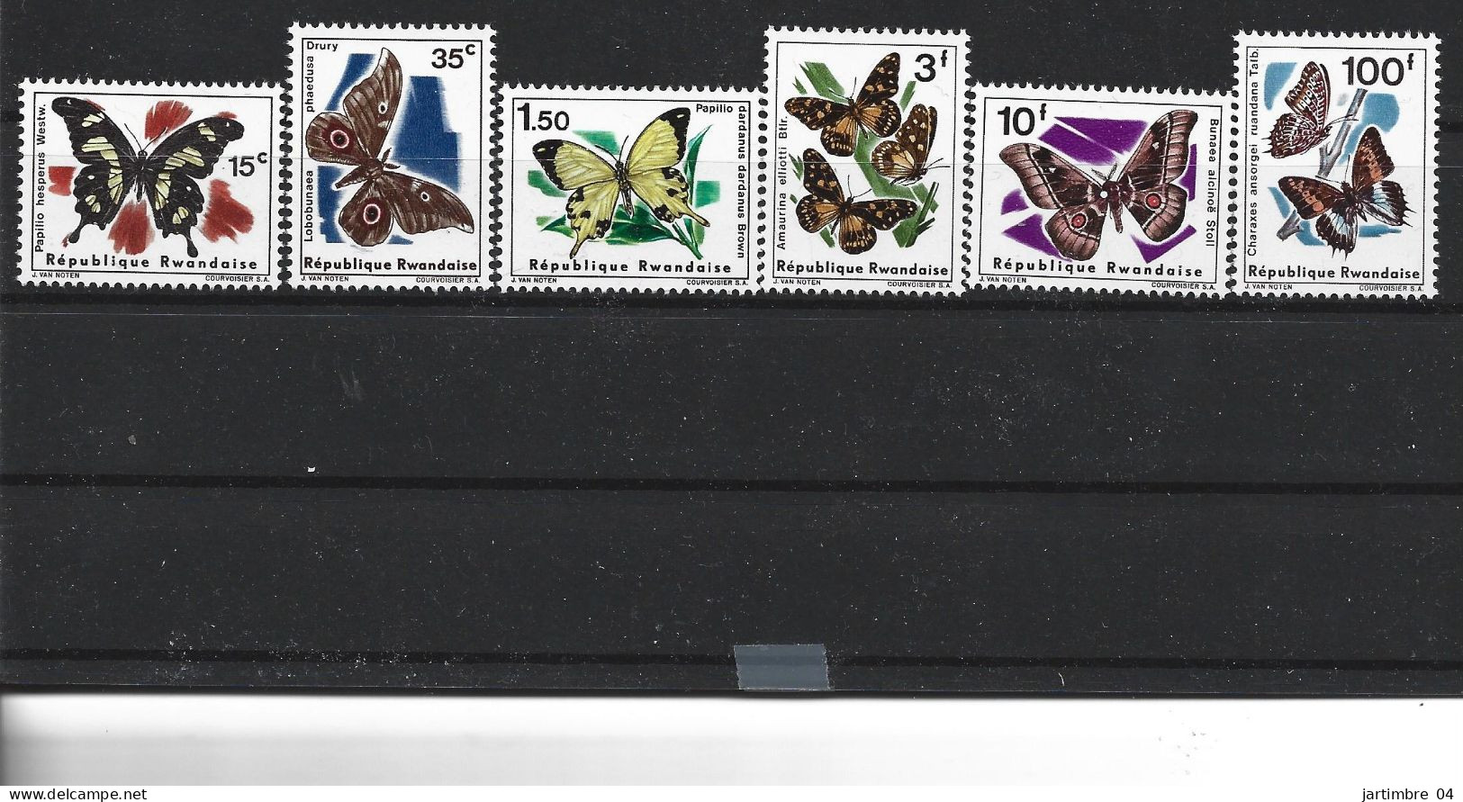 1966 RWANDA 138-43** Papillons - Nuevos