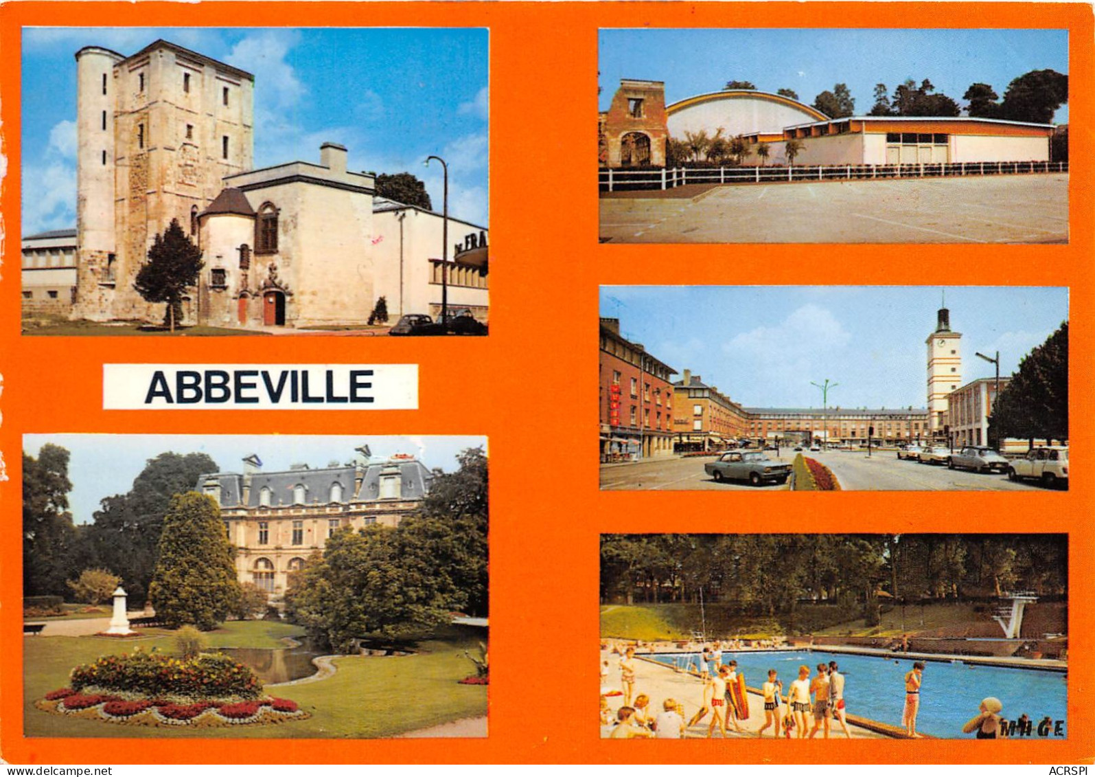 ABBEVILLE Le Beffroi Parc D Emonville Le Gymnasse La Piscine Place De L Hotel De Ville 28(scan Recto-verso) MA2012 - Abbeville