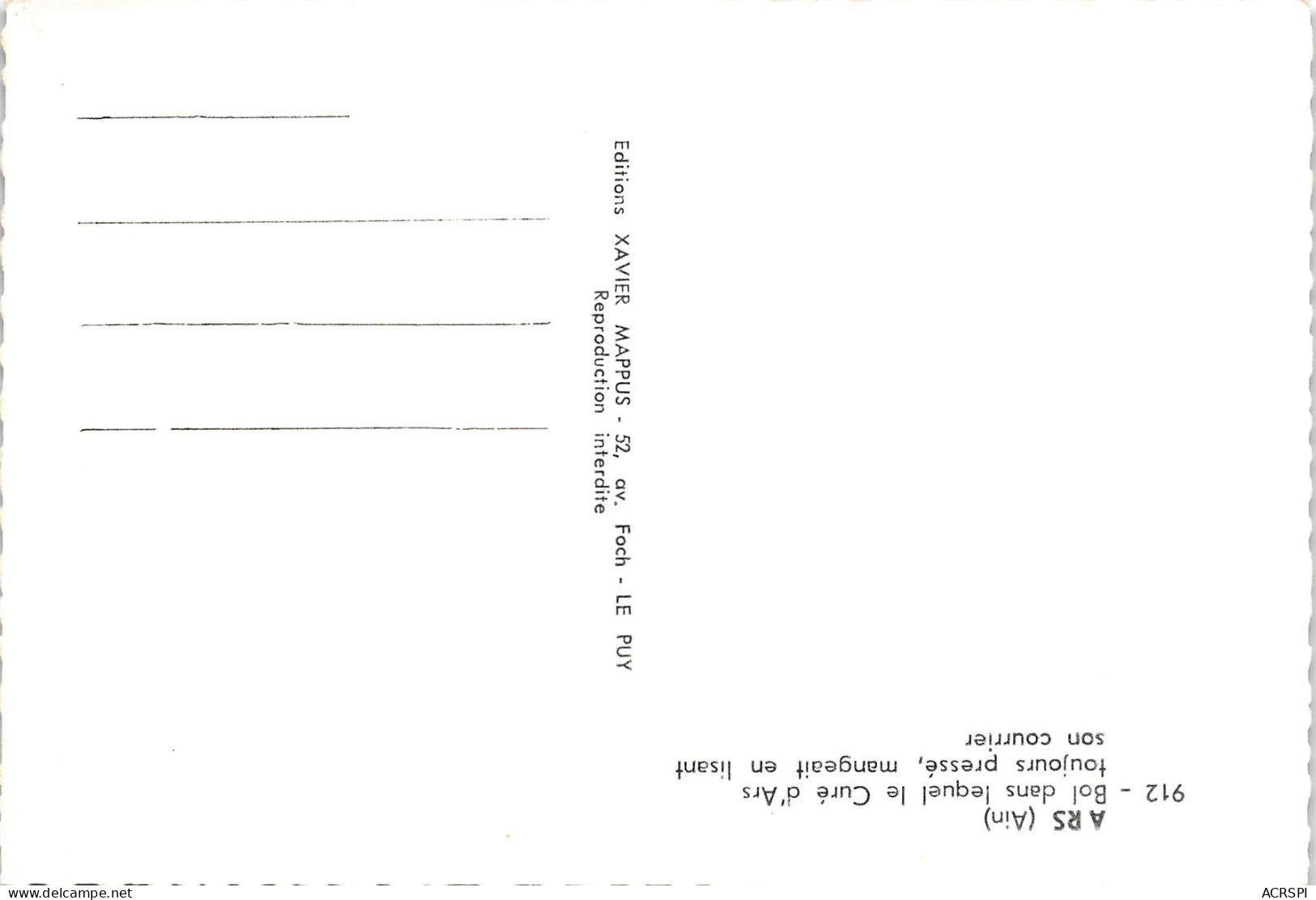 ARS Bol Dans Lequel Le Cure D Ars Toujours Presse Mangeait En Lisant Son Courrier 20(scan Recto-verso) MA2010 - Ars-sur-Formans