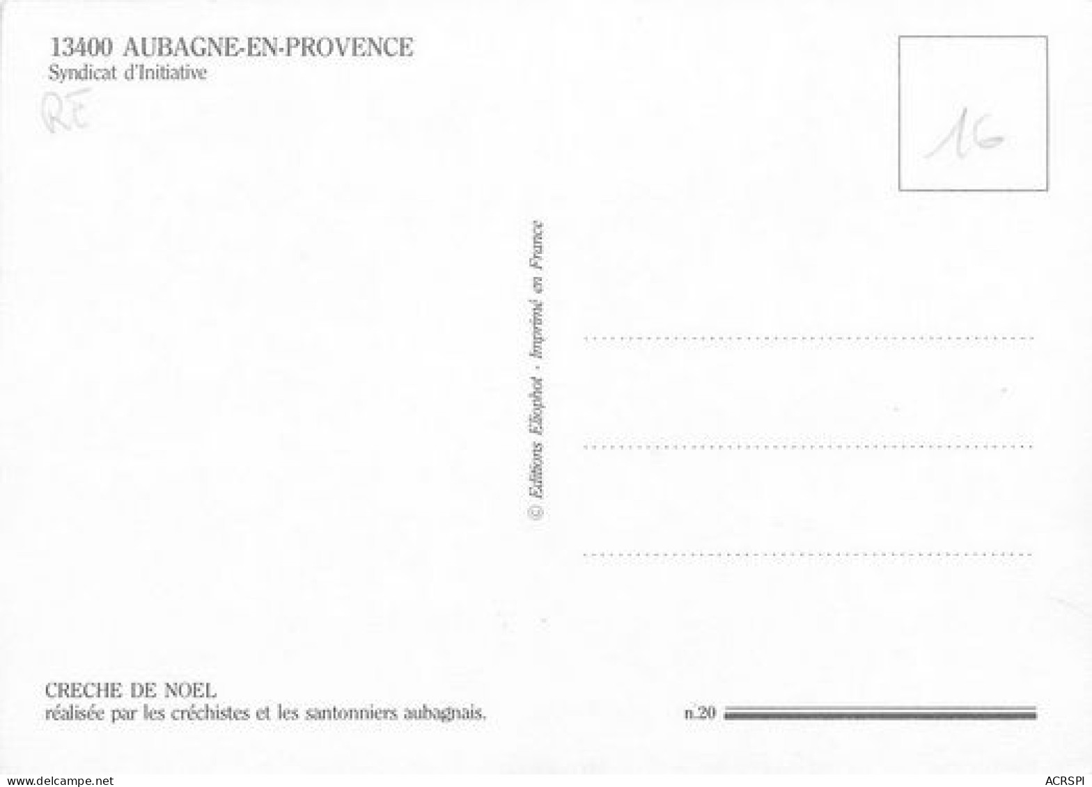 AUBAGNE Auberge De Benvengu SANTONS Creche De Noel 31 (scan Recto-verso)MA2006Bis - Aubagne