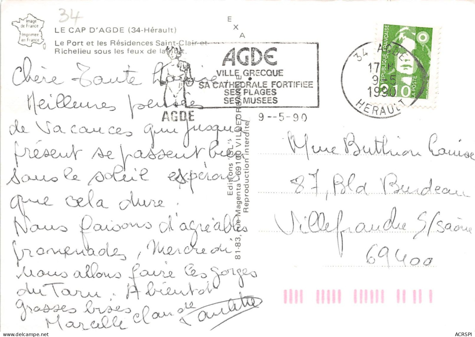 LE CAP D AGDE Le Port Et Les Residence Saint Clair Et Richelieu Sous Les Feux De La Nuit 10(scan Recto-verso) MA2005 - Agde