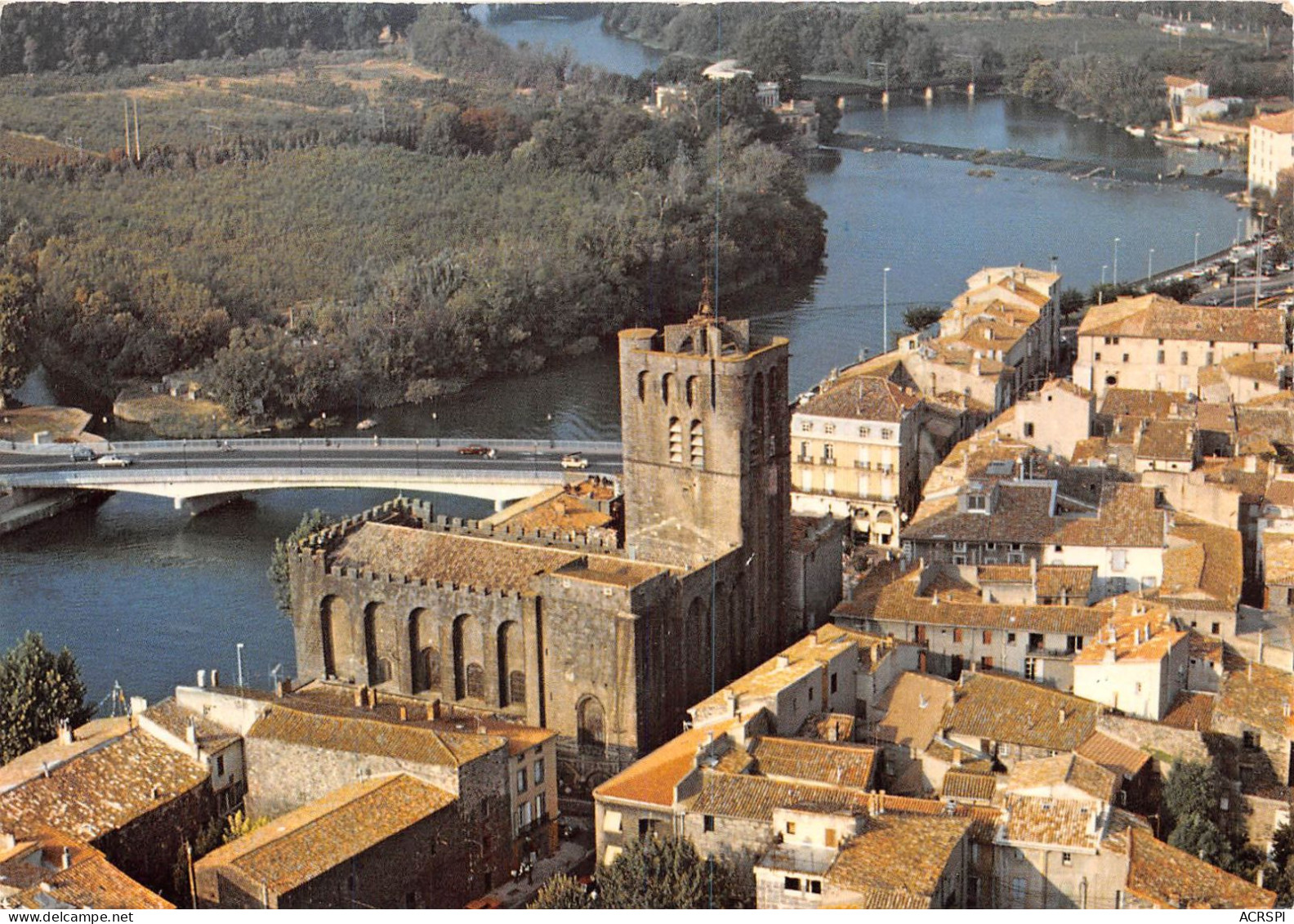 AGDE Vue Aerienne La Cathedrale St Etienne 12(scan Recto-verso) MA2005 - Agde