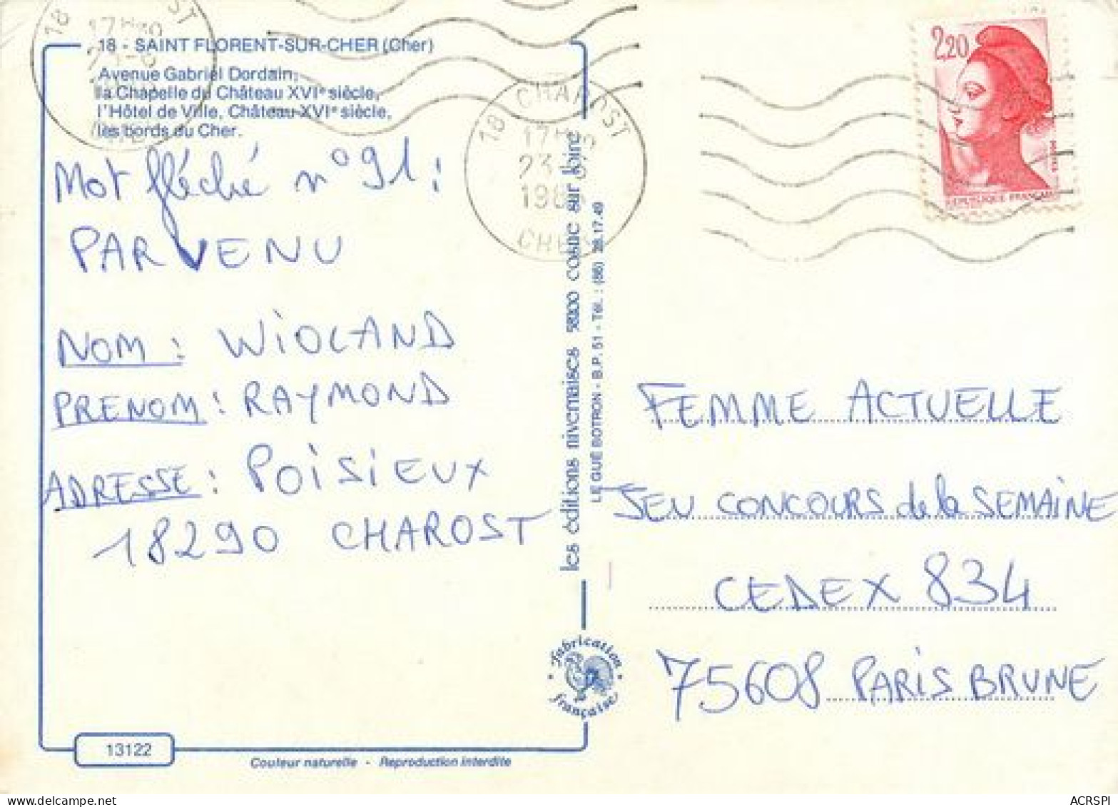 SAINT FLORENT SUR CHER Avenue Gabriel DORDAIN  43   (scan Recto-verso)MA2025Bis - Nérondes