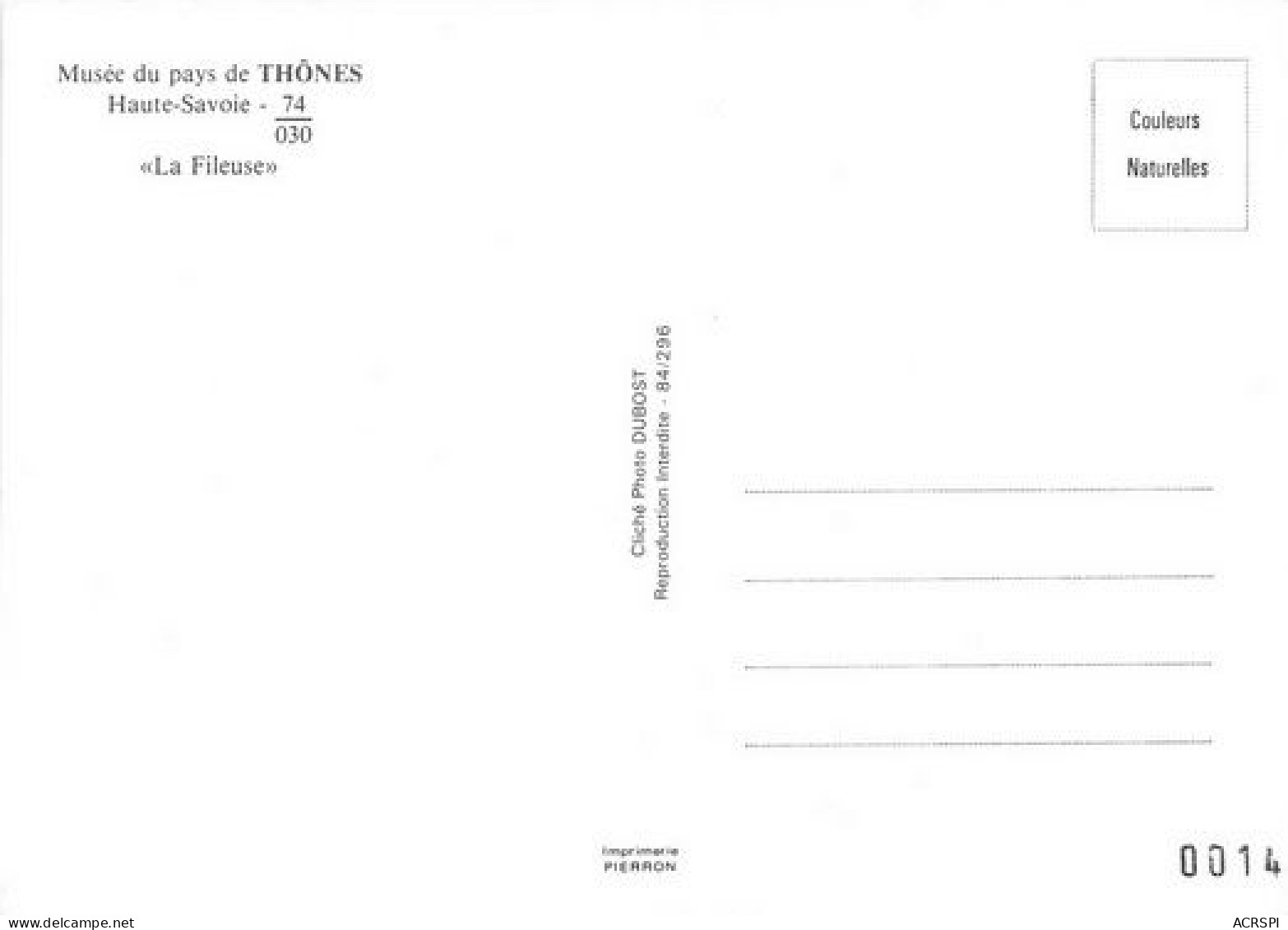 THONES  Musée Santons  La Fileuse 29   (scan Recto-verso)MA2023Ter - Thônes