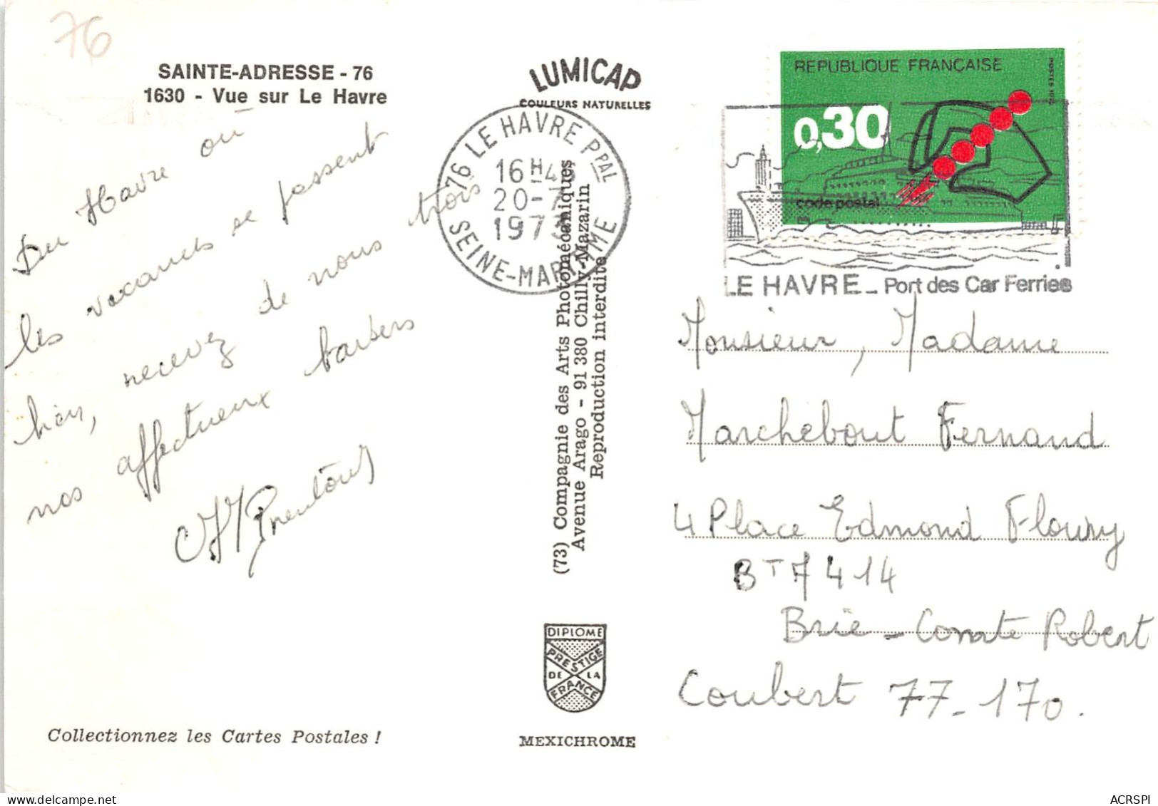 SAINTE ADRESSE Vue Sur Le Havre 30(scan Recto-verso) MA2024 - Sainte Adresse