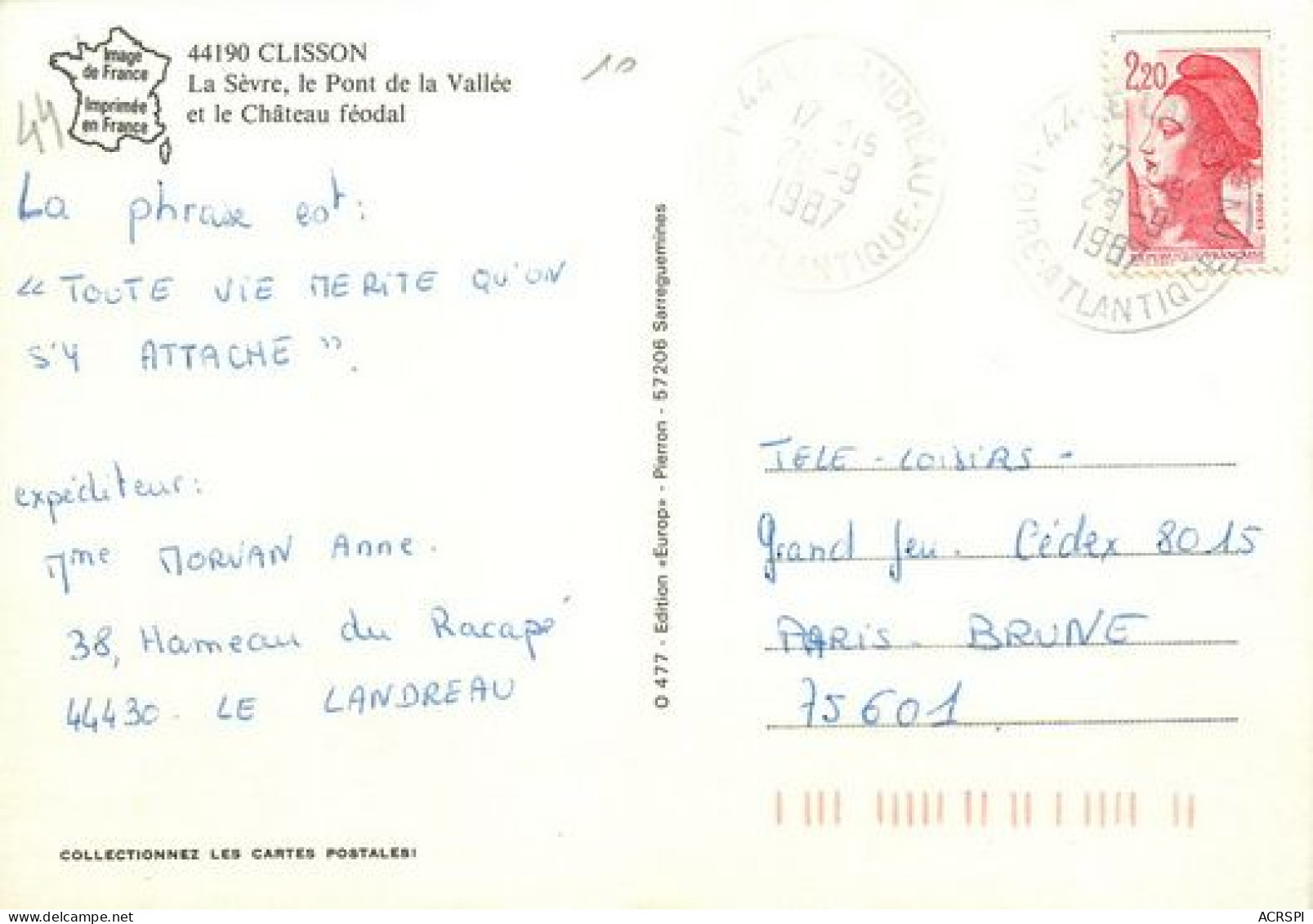 CLISSON  La Sevre Et Le Chateau  19   (scan Recto-verso)MA2023Ter - Clisson