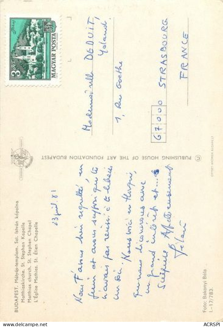 HONGRIE  Budapest  29   (scan Recto-verso)MA2023Bis - Hungary
