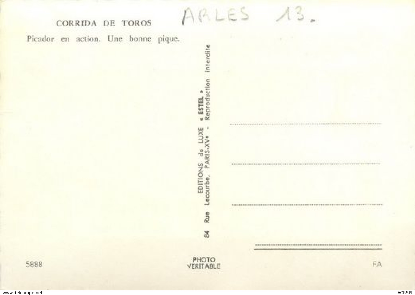 ARLES  Corrida De Toros Le Picador  20   (scan Recto-verso)MA2023Bis - Arles