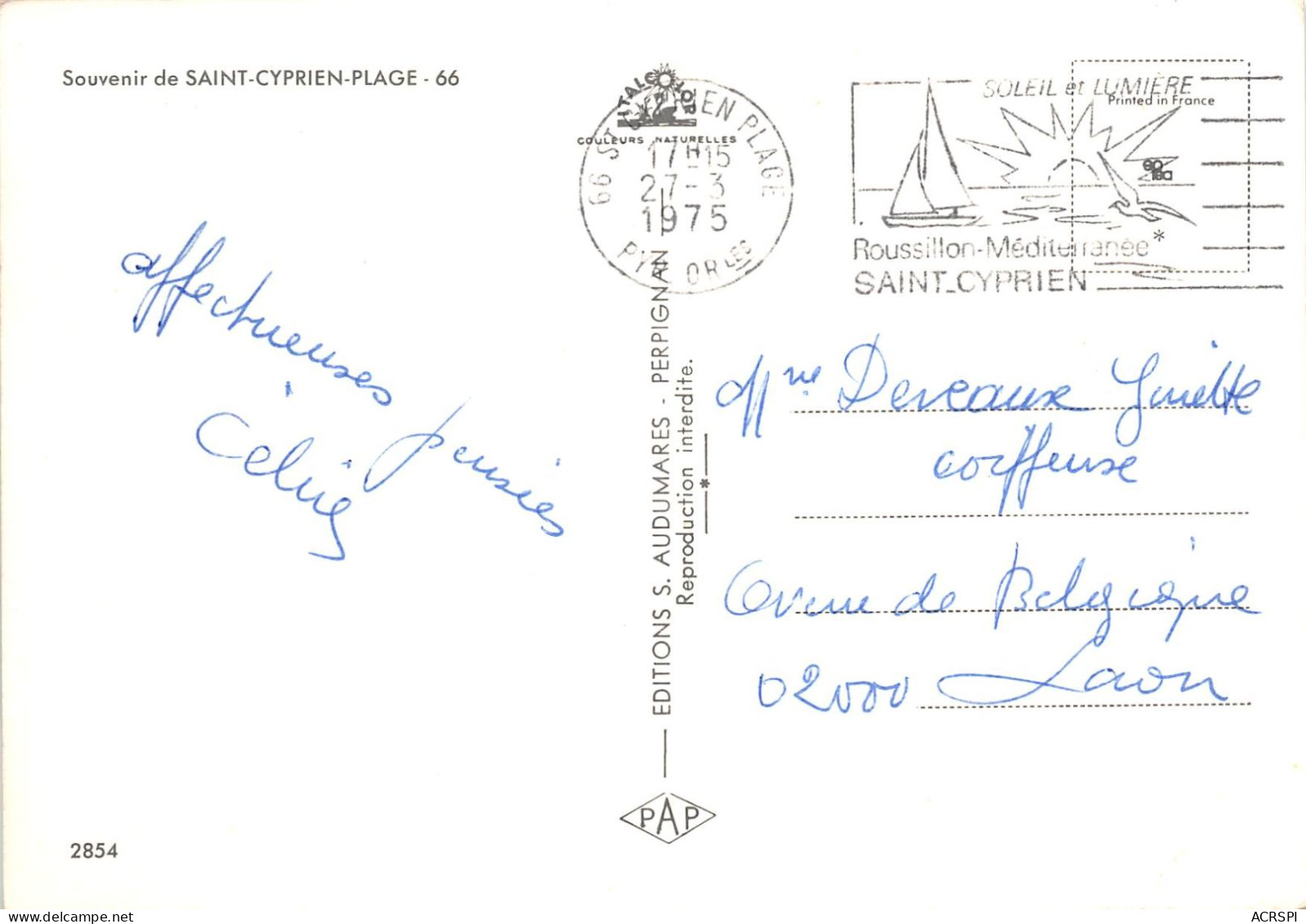 Souvenir De Saint Cyprien Plage 15(scan Recto-verso) MA2021 - Saint Cyprien