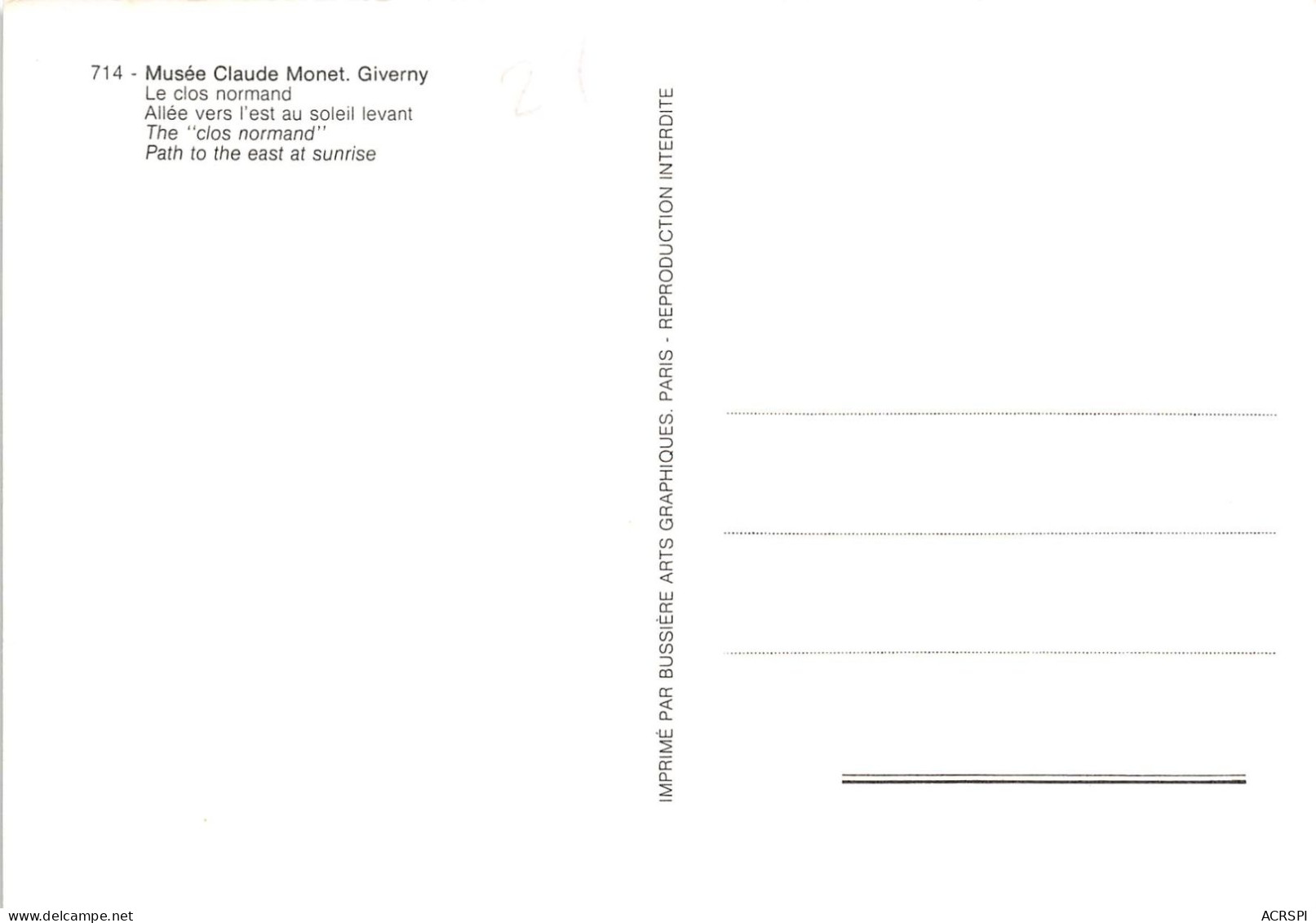 Musee Claude Monet GIVERNY Le Clos Normand Allee Vers L Est Au Soleil Levant 11(scan Recto-verso) MA2014 - Autres & Non Classés