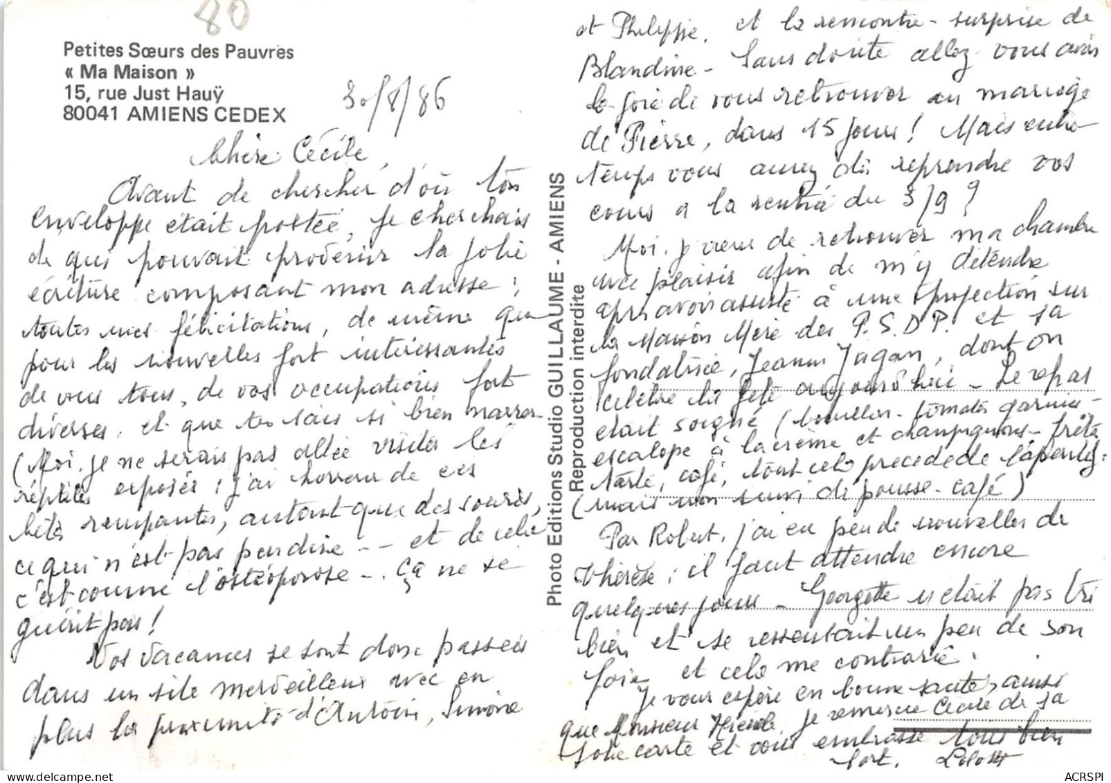 AMIENS Petites Soeurs Des Pauvres Ma Maison 2(scan Recto-verso) MA2012 - Amiens