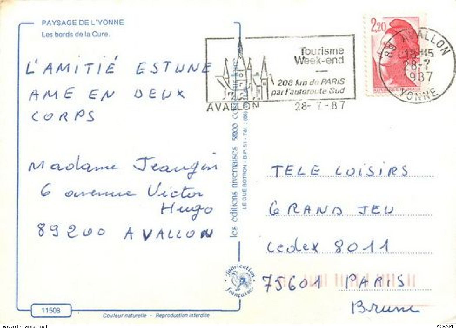 AVALLON  Les Bords De La Cure   42   (scan Recto-verso)MA2032Bis - Avallon