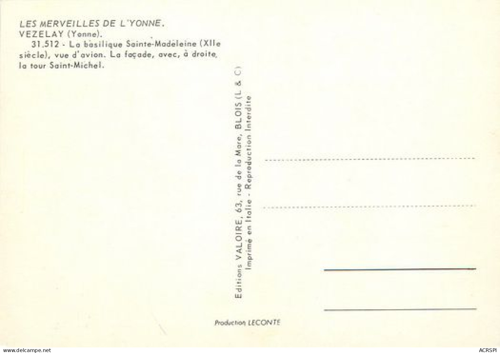 VEZELAY  Basilique  Sainte Madeleine  Vue Aerienne  2   (scan Recto-verso)MA2032Bis - Vezelay