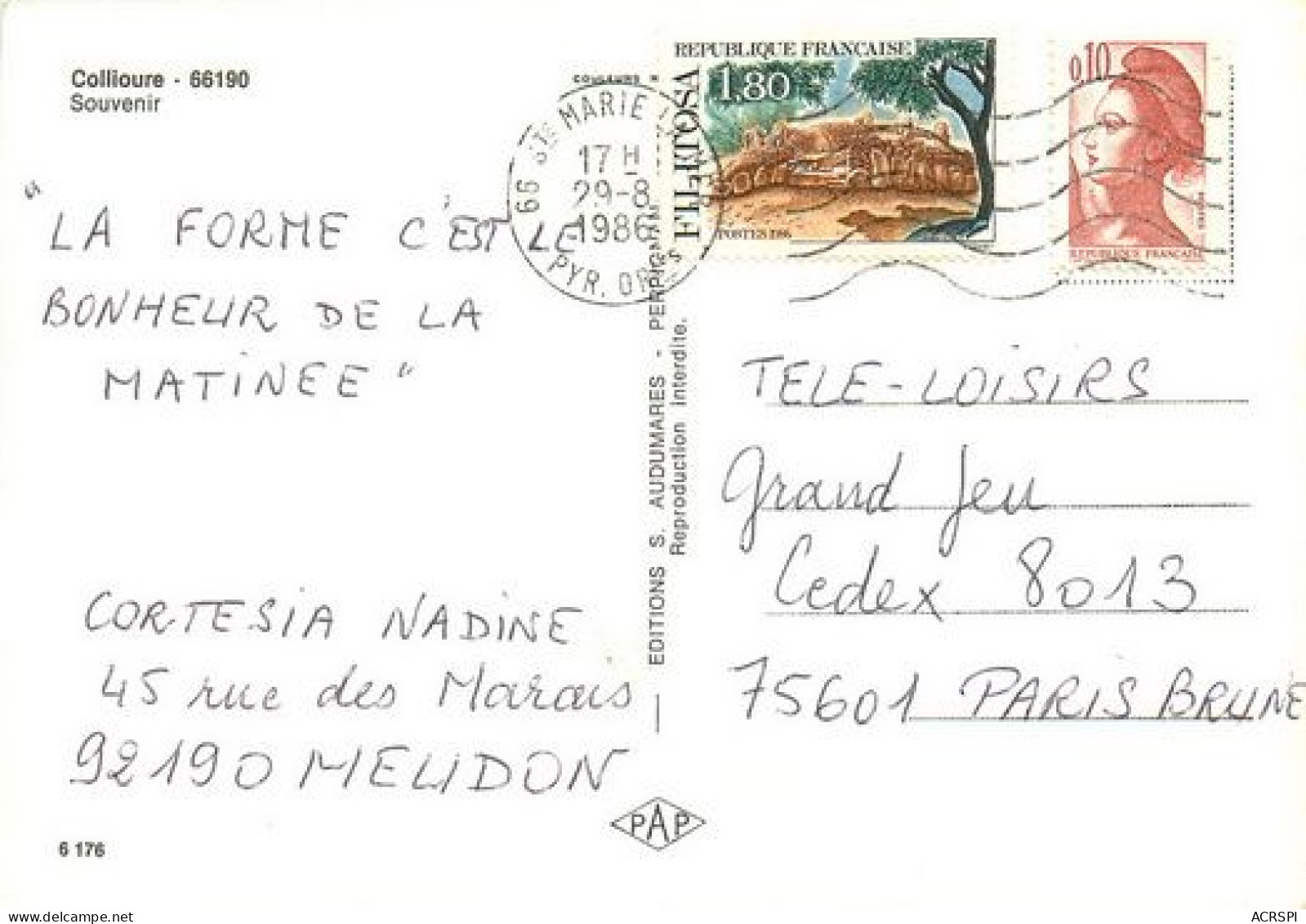 COLLIOURE   Souvenir  9   (scan Recto-verso)MA2031Bis - Collioure