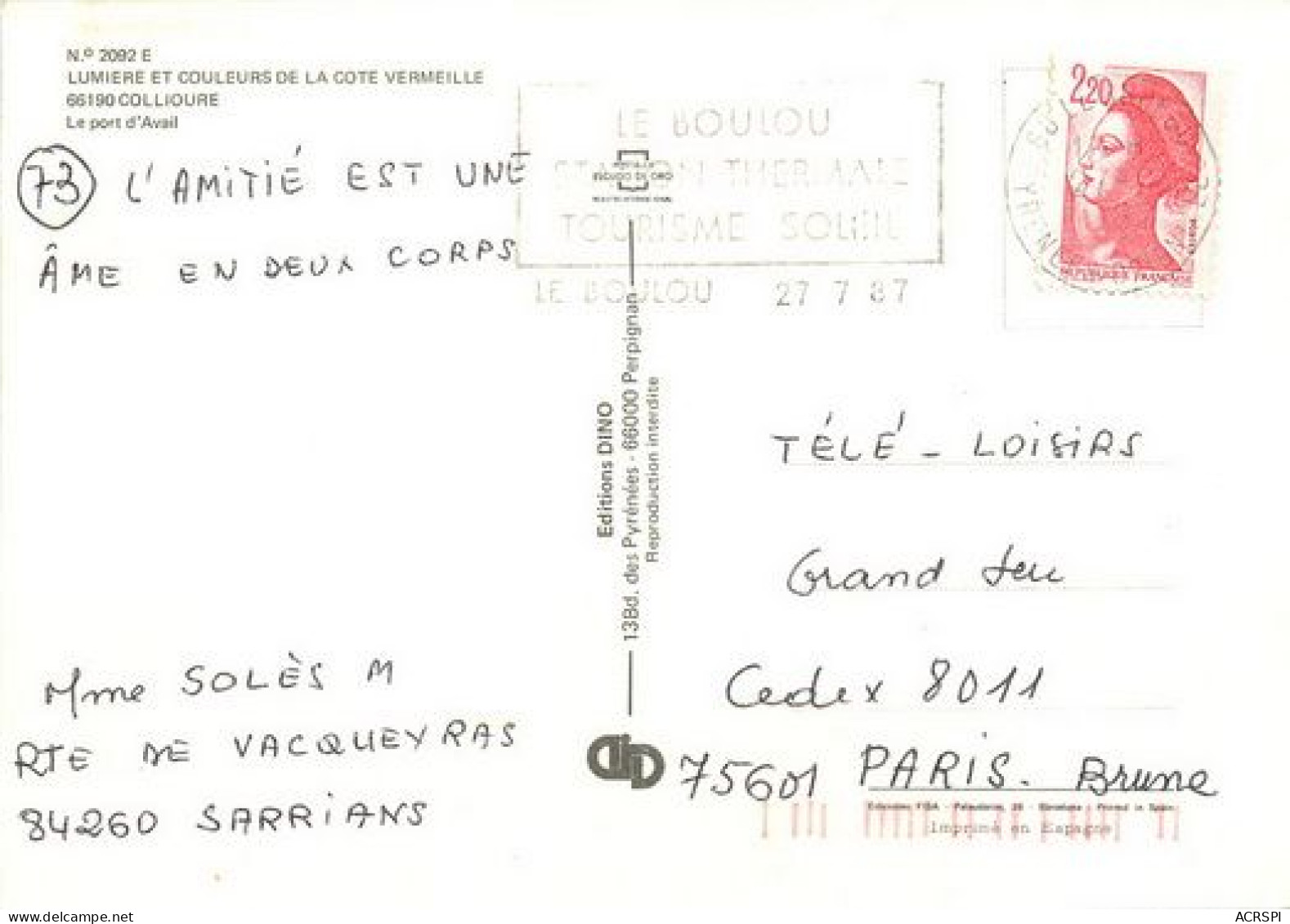 COLLIOURE   L'école De Voile Au Port D'Avail  8   (scan Recto-verso)MA2031Bis - Collioure
