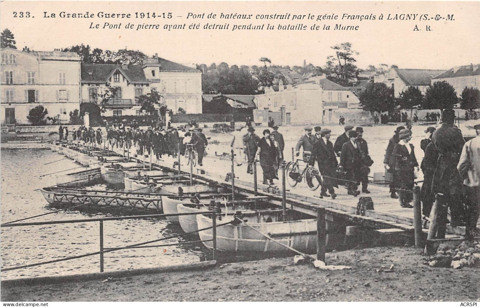 LA GRANDE GUERRE 1914 1915 Pont De Bateaux Construit Par Le Genie Francais A LAGNY 16(scan Recto-verso) MA2029 - Lagny Sur Marne