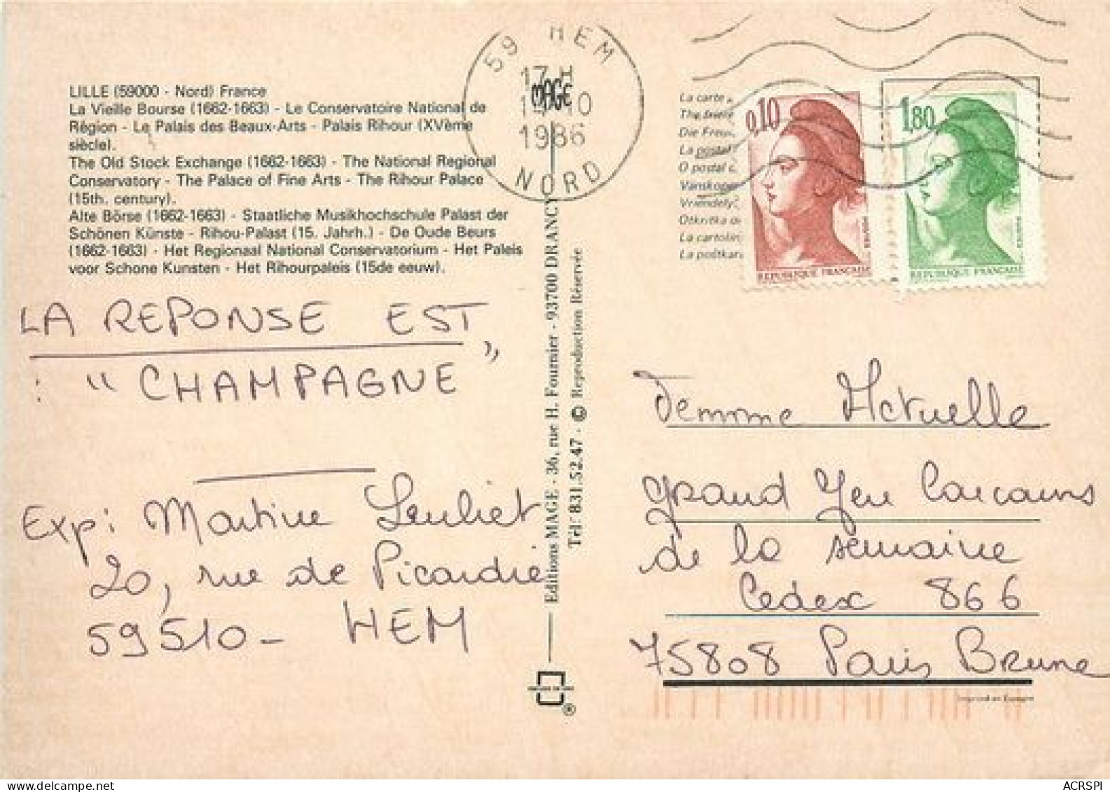 LILLE   Souvenir  6  (scan Recto-verso)MA2028Ter - Lille