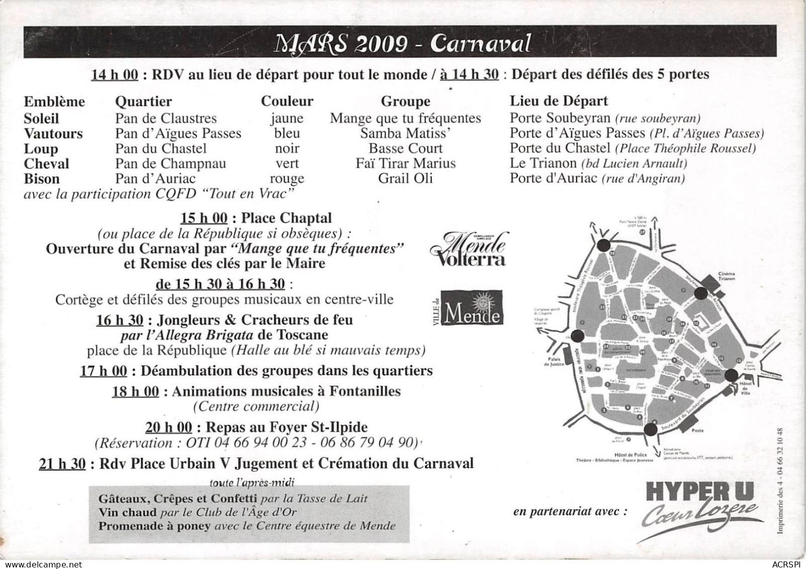 CARNAVAL A MENDE Samedi 21 Mars 2009 A Partir De 14h30 10(scan Recto-verso) MA2027 - Mende