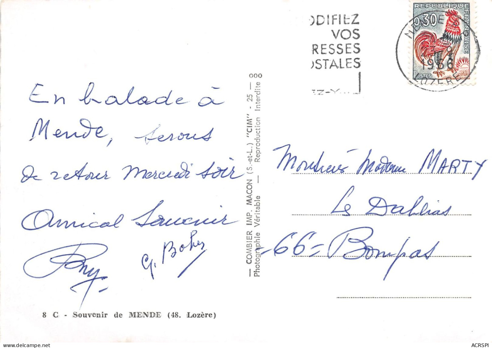 MENDE Souvenir 7(scan Recto-verso) MA2027 - Mende