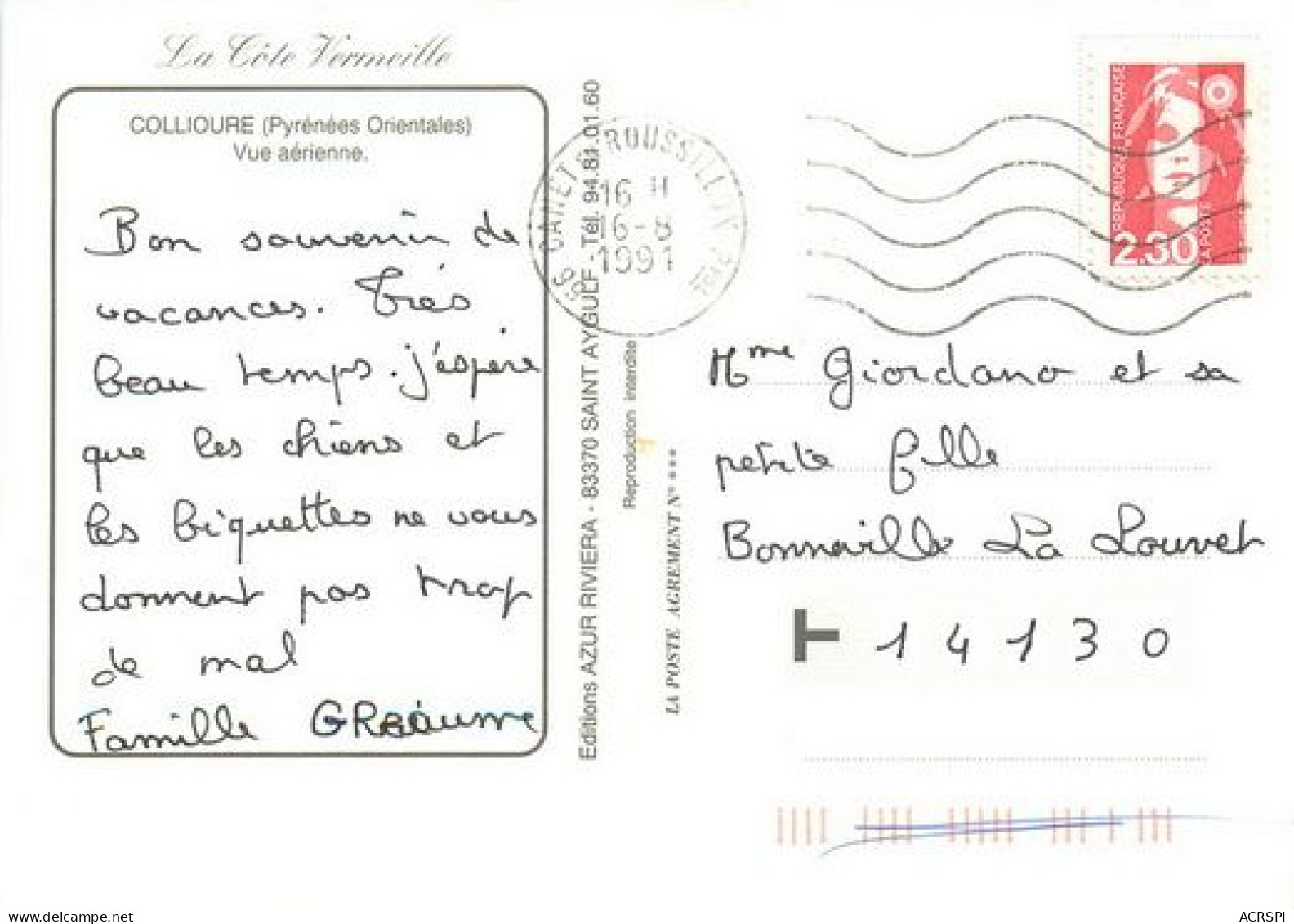 COLLIOURE  Vue Aerienne   2   (scan Recto-verso)MA2046Bis - Collioure