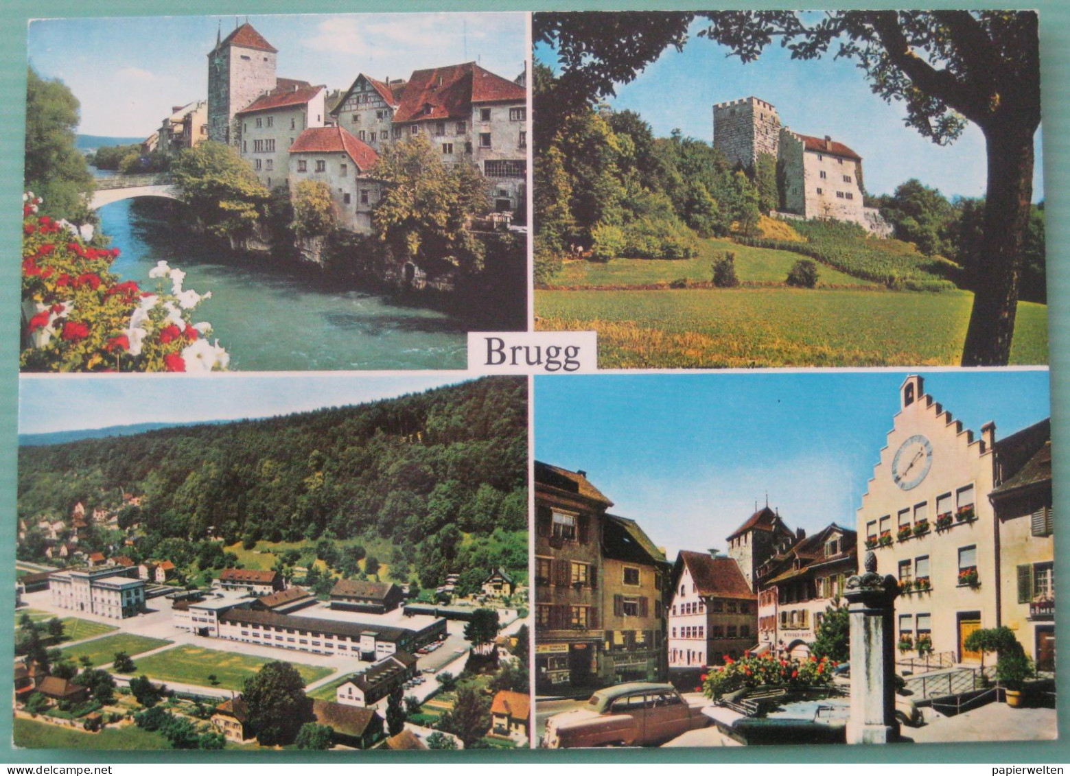 Brugg (AG) - Mehrbildkarte (schwarzer Turm / Habsburg / Kaserne / Rathaus) - Brugg