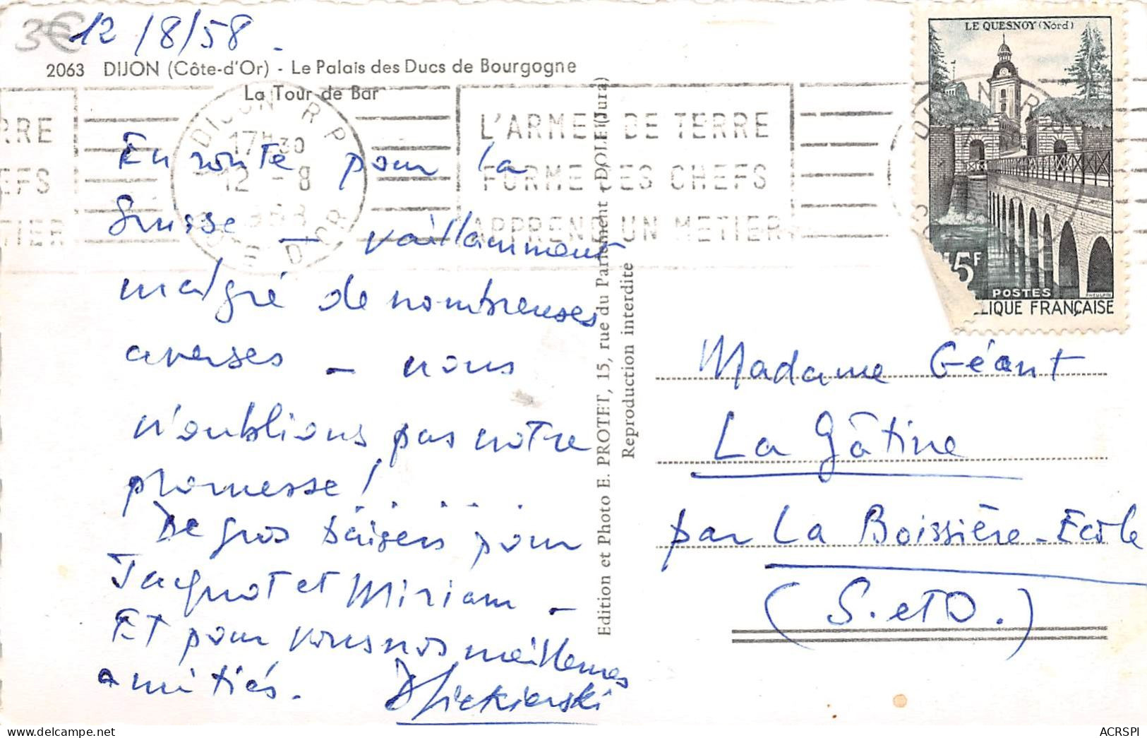 DIJON Le Palais Des Ducs De Bourgogne La Tour De Bar 16(scan Recto-verso) MA2045 - Dijon