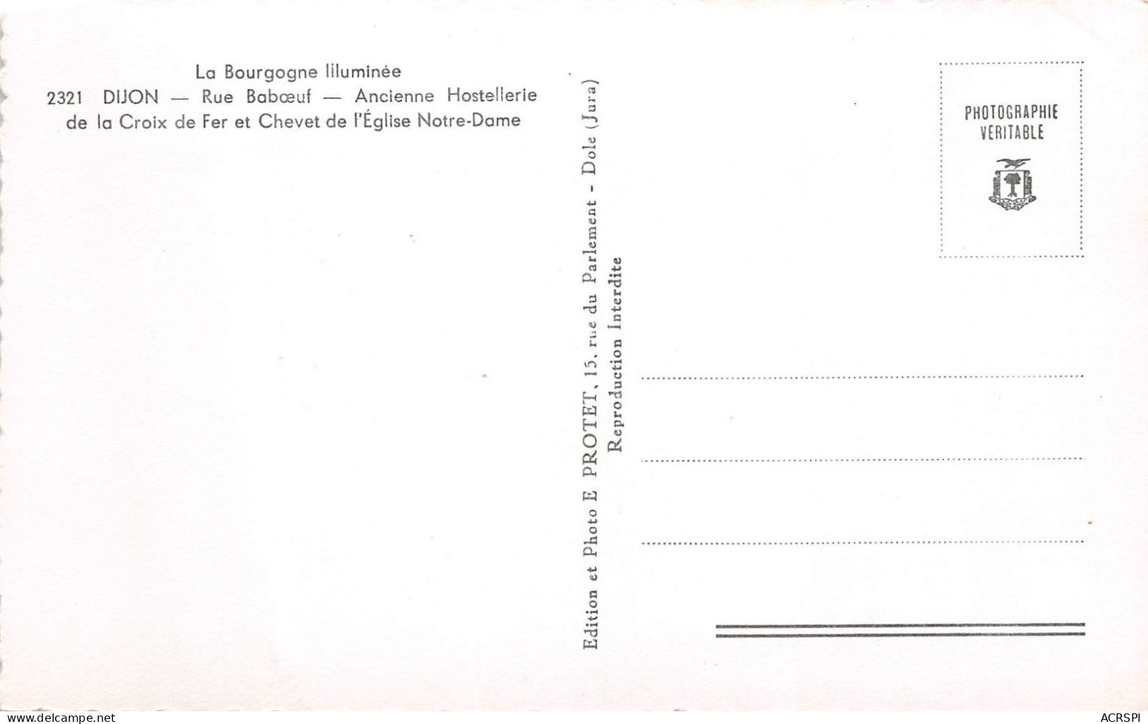 DIJON Rue Baboeuf Ancienne Hostellerie De La Croix De Fer Et Chevet De L Eglise Notre Dame 18(scan Recto-verso) MA2045 - Dijon