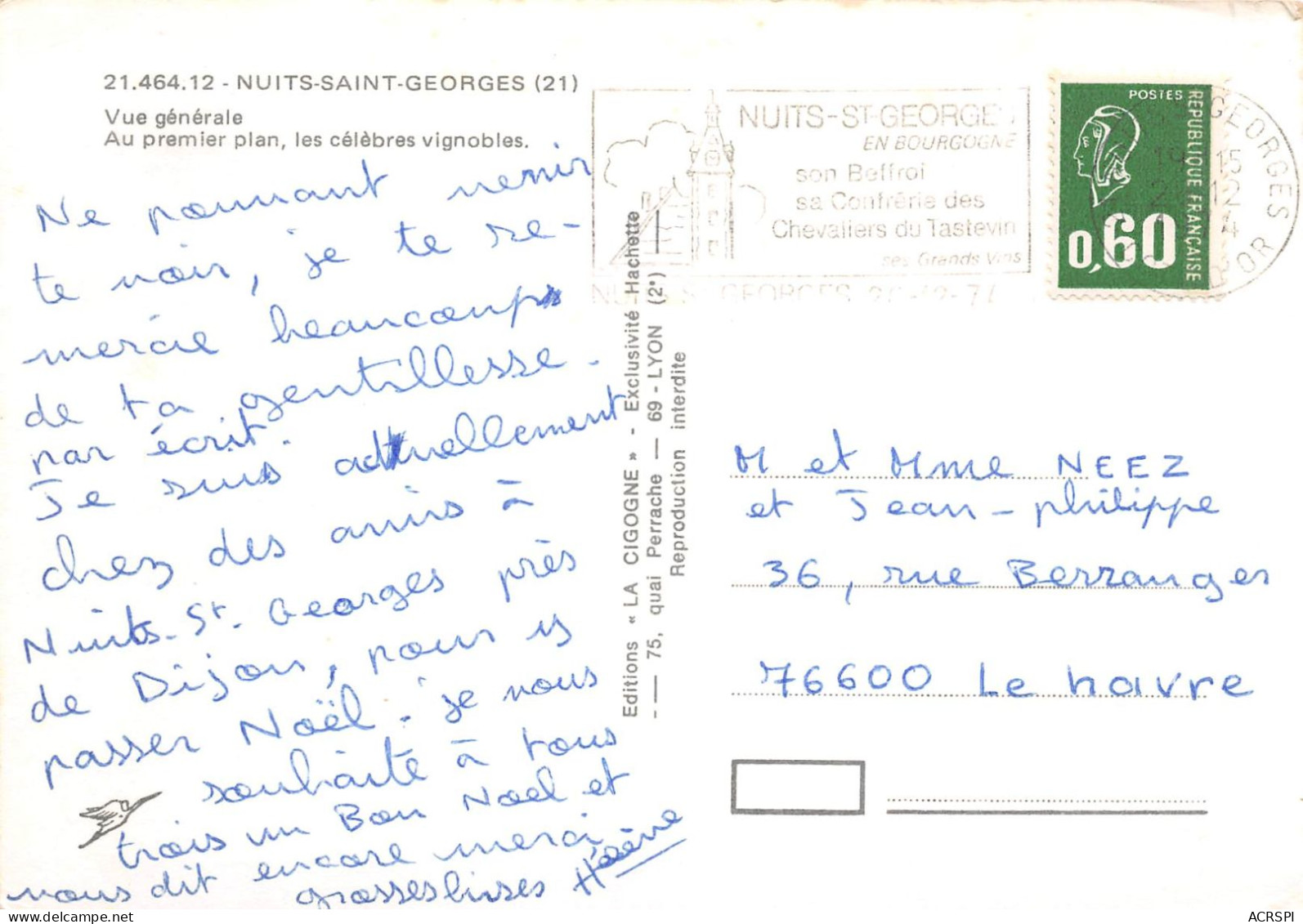 NUITS SAINT GEORGES Vue Generale Au Premier Plan Les Celbres Vignobles 28(scan Recto-verso) MA2045 - Nuits Saint Georges