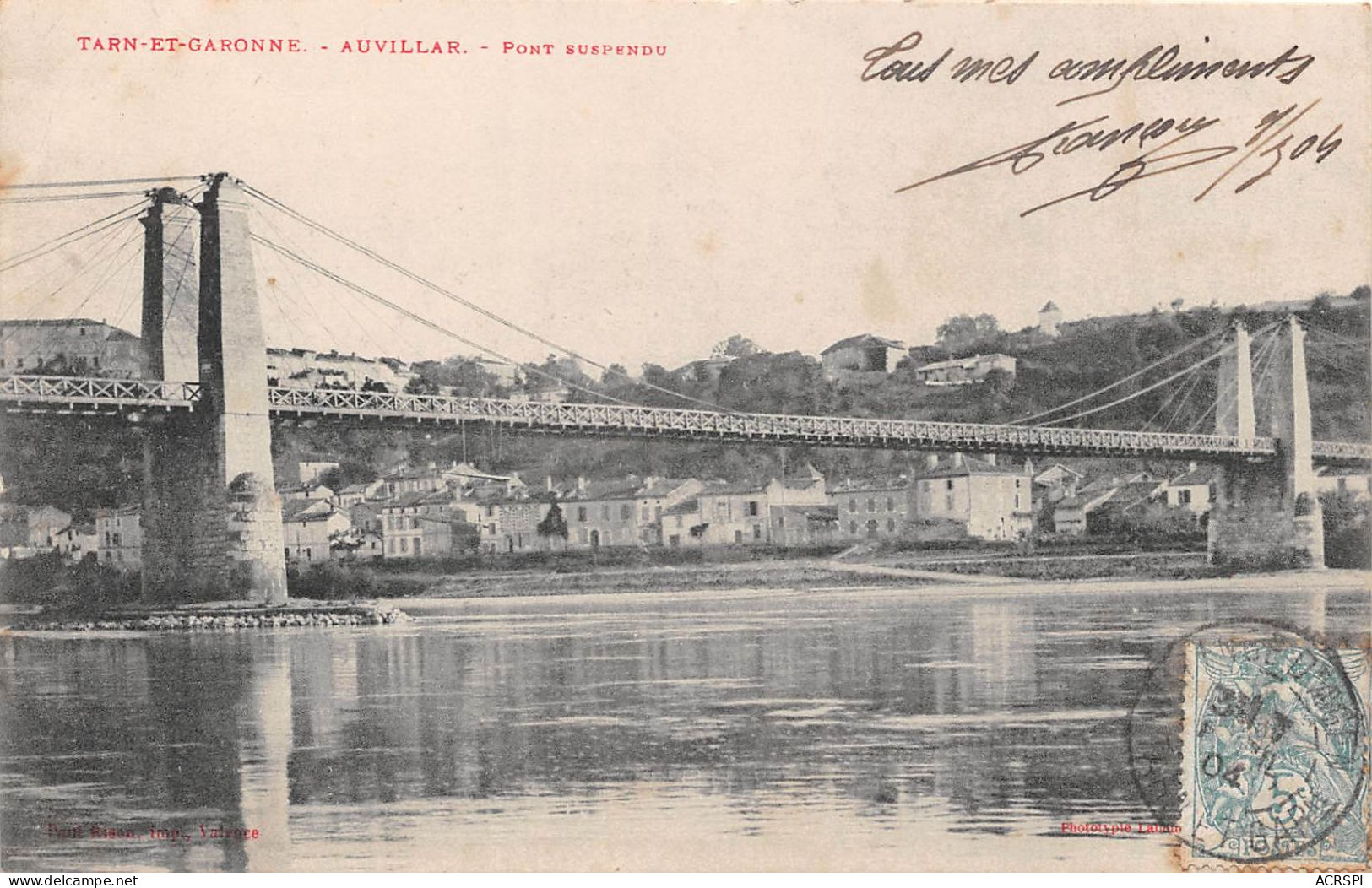 AUVILLAR Pont Suspendu 19(scan Recto-verso) MA2043 - Auvillar